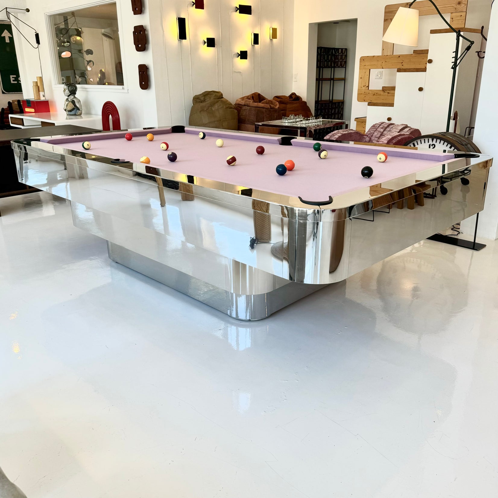 Custom Polished Chrome Pool Table by Merit
