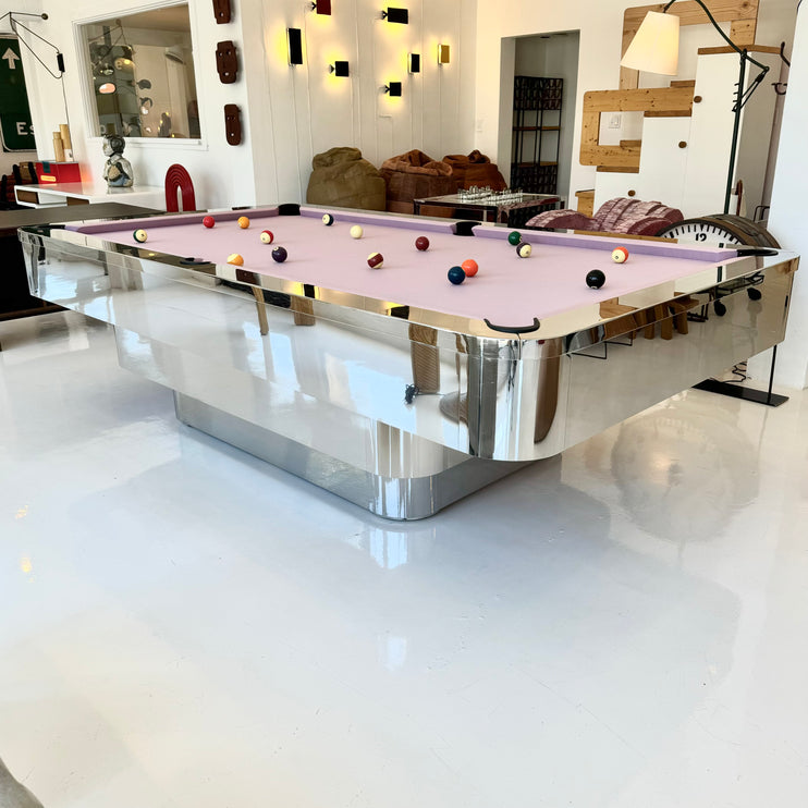 Custom Polished Chrome Pool Table by Merit