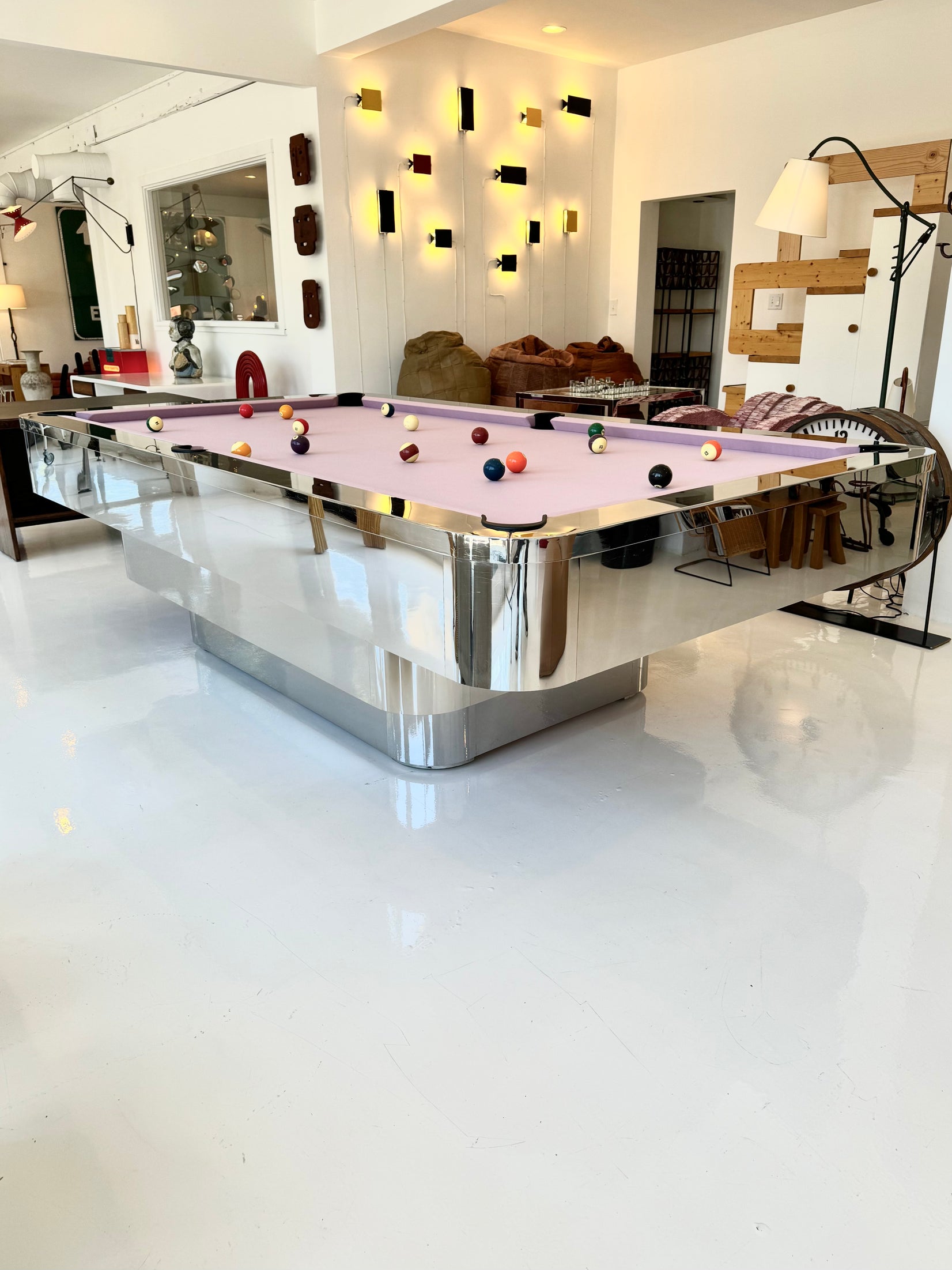 Custom Polished Chrome Pool Table by Merit