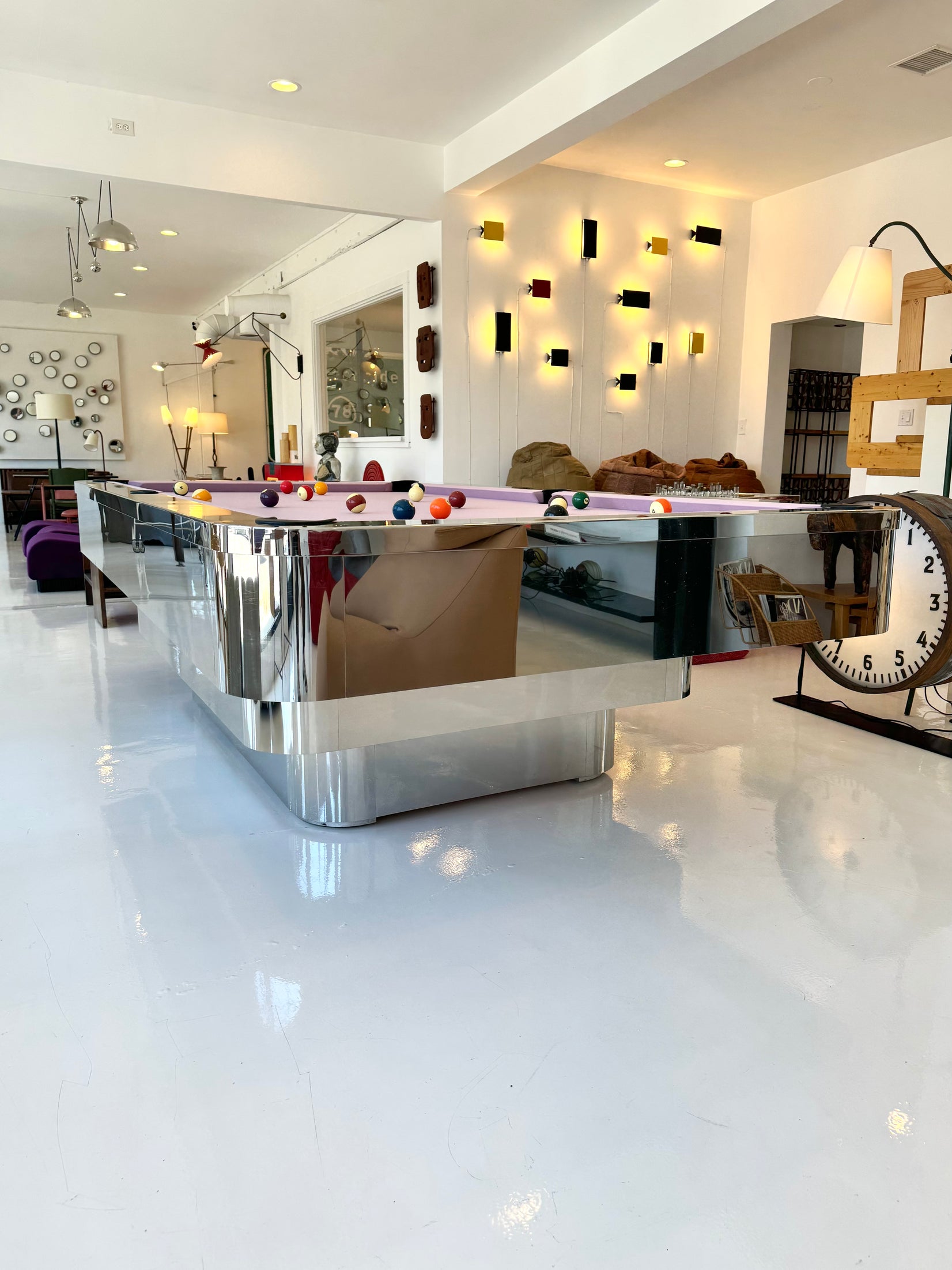 Custom Polished Chrome Pool Table by Merit