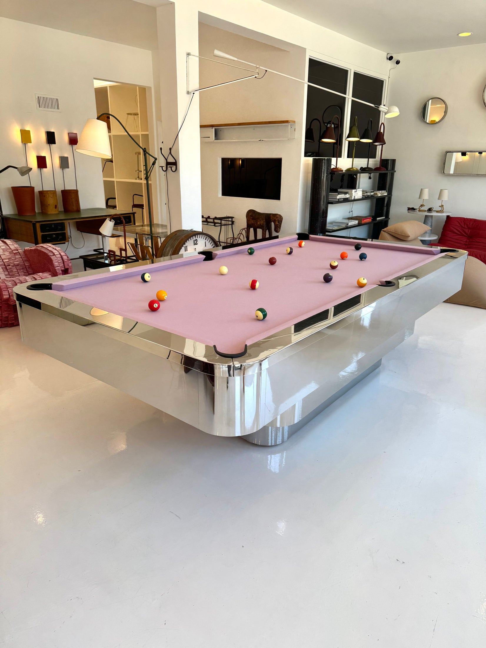 Custom Polished Chrome Pool Table by Merit