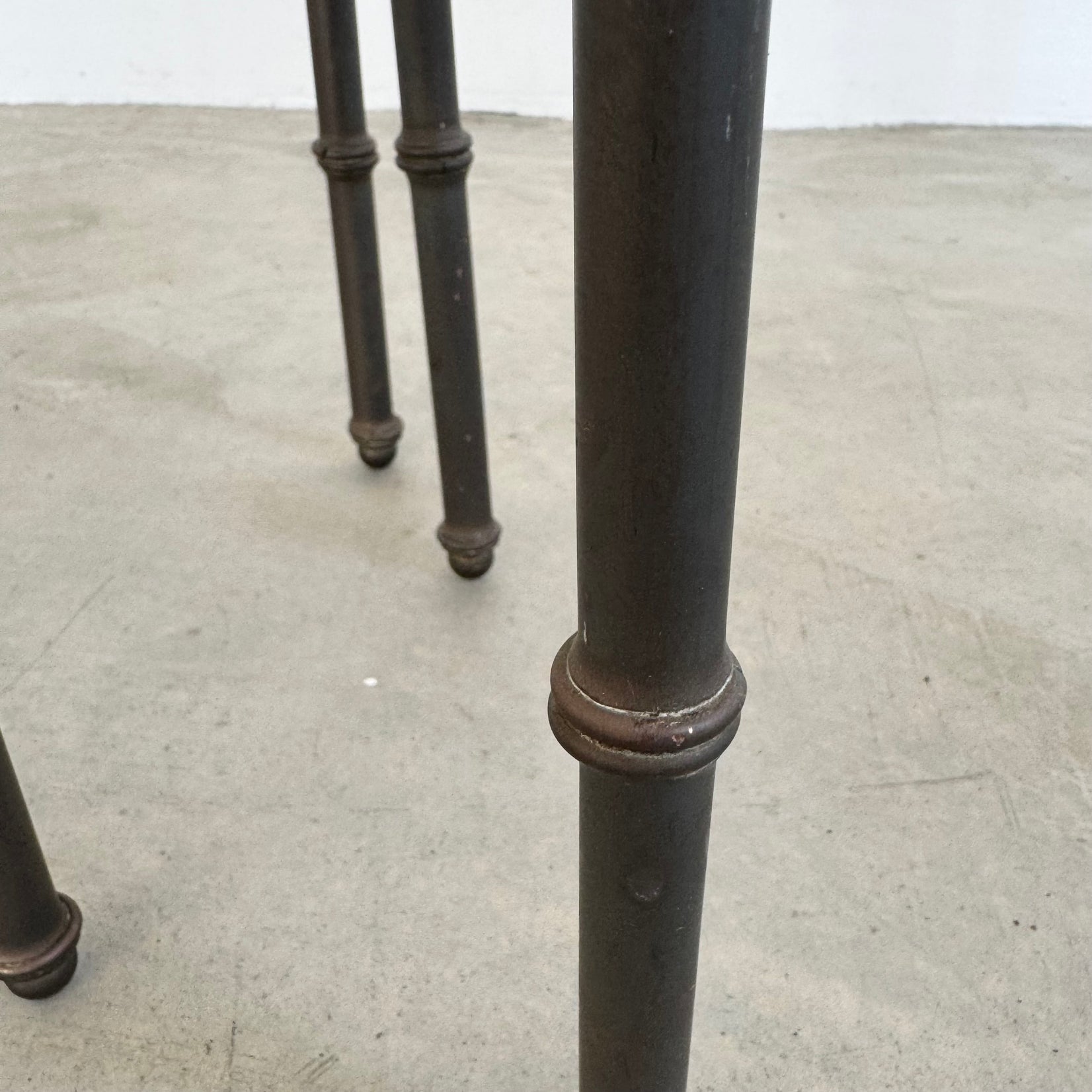 Set of 3 Leather and Bronze Nesting Tables