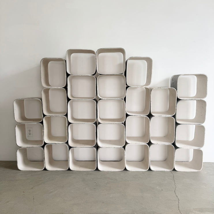 28 Piece Modular Concrete Cube Bookcase