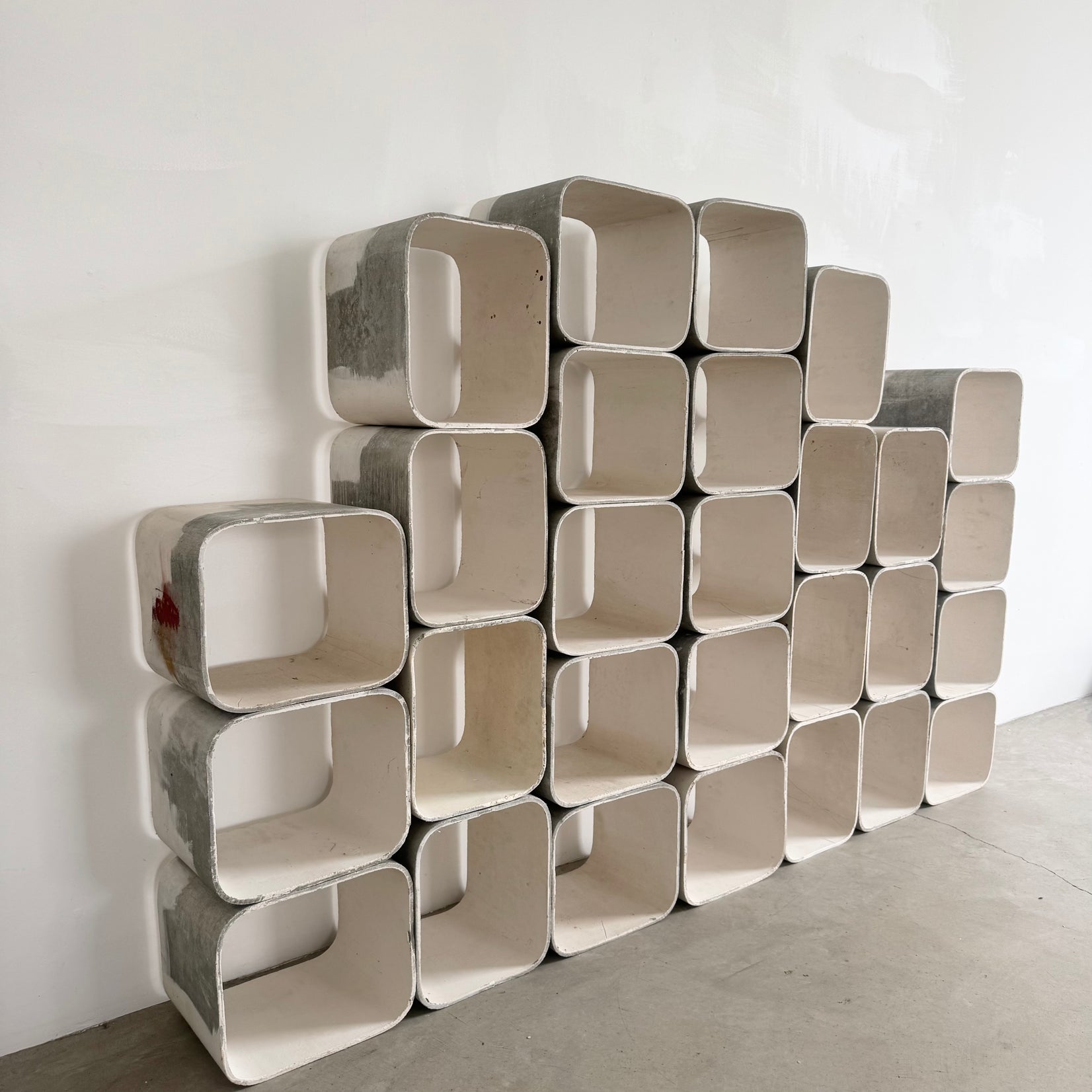 28 Piece Modular Concrete Cube Bookcase