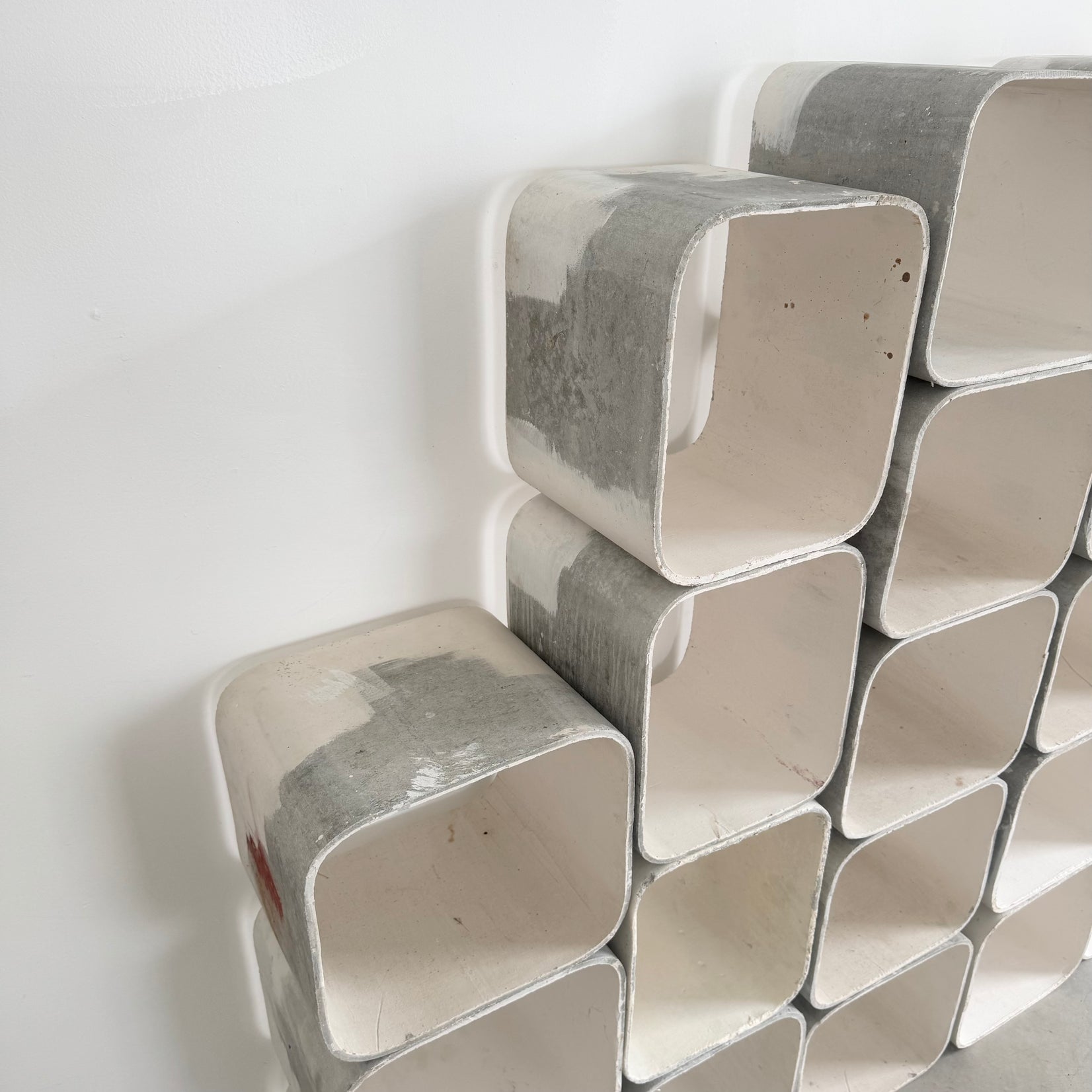28 Piece Modular Concrete Cube Bookcase