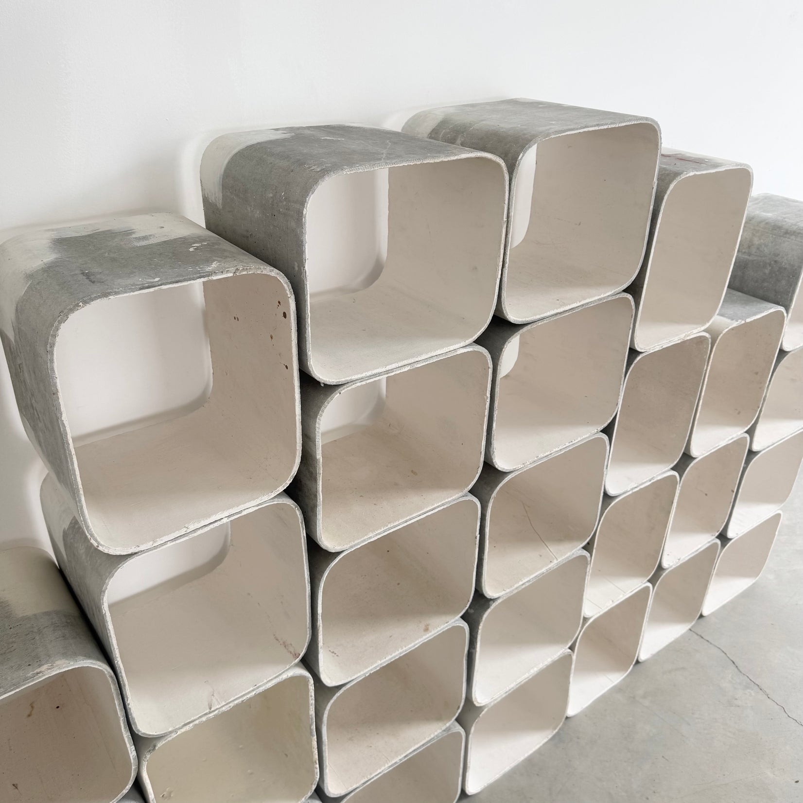 28 Piece Modular Concrete Cube Bookcase