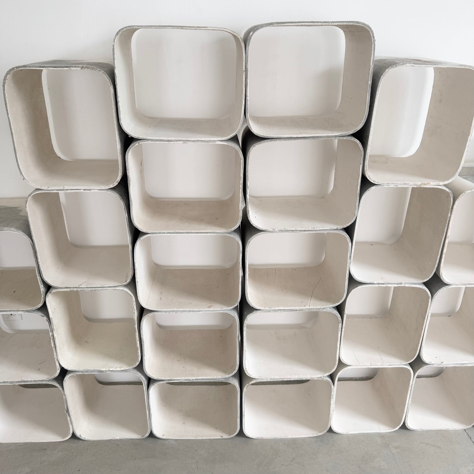 28 Piece Modular Concrete Cube Bookcase