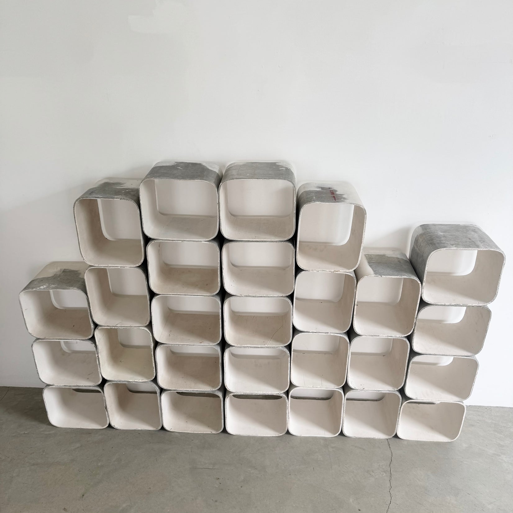 28 Piece Modular Concrete Cube Bookcase