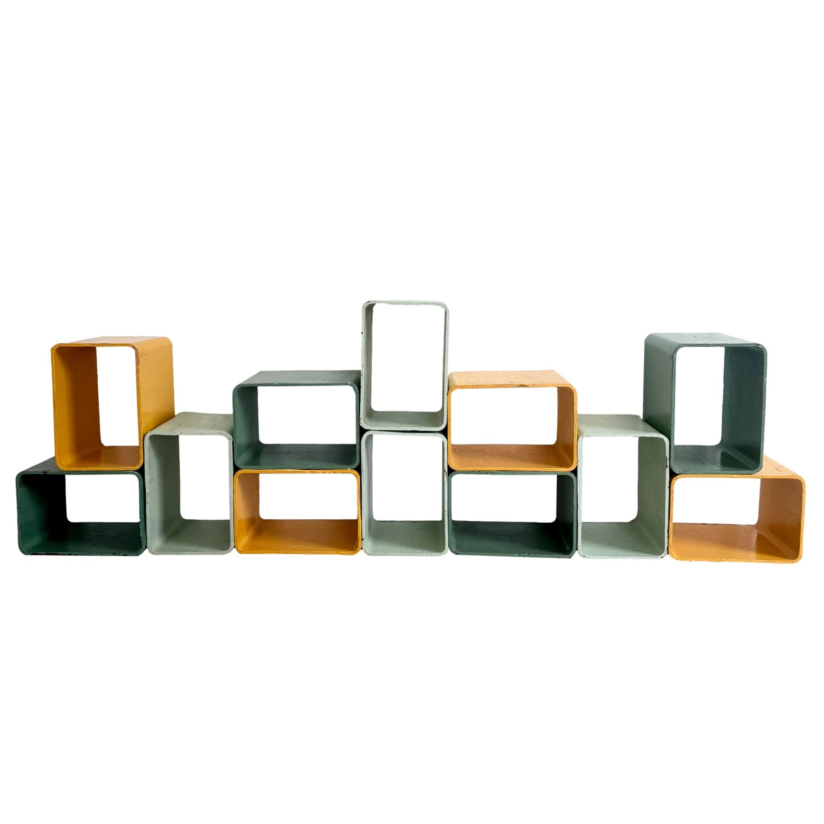 Yellow and Green Modular Concrete Bookcase