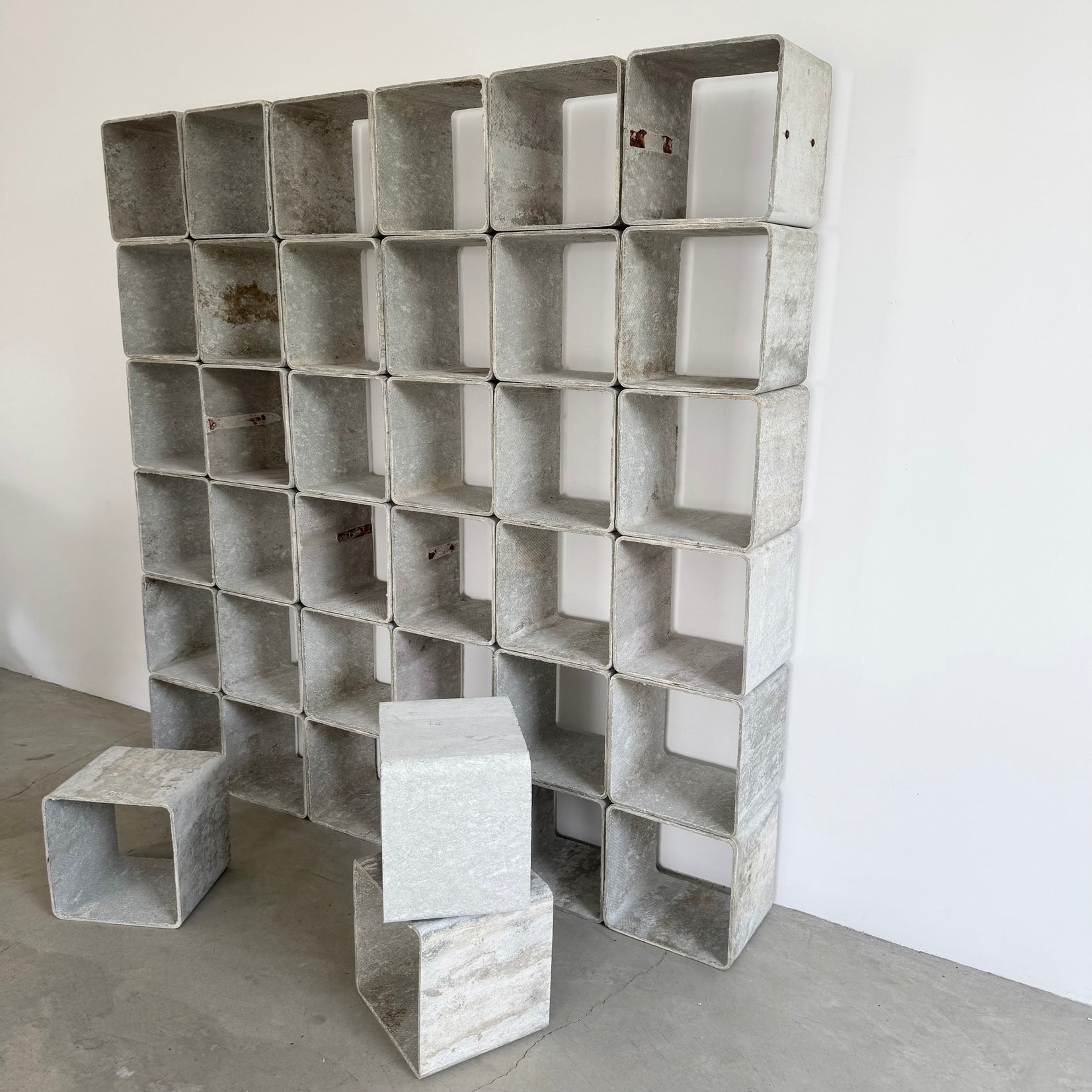 39 Piece Modular Concrete Bookcase