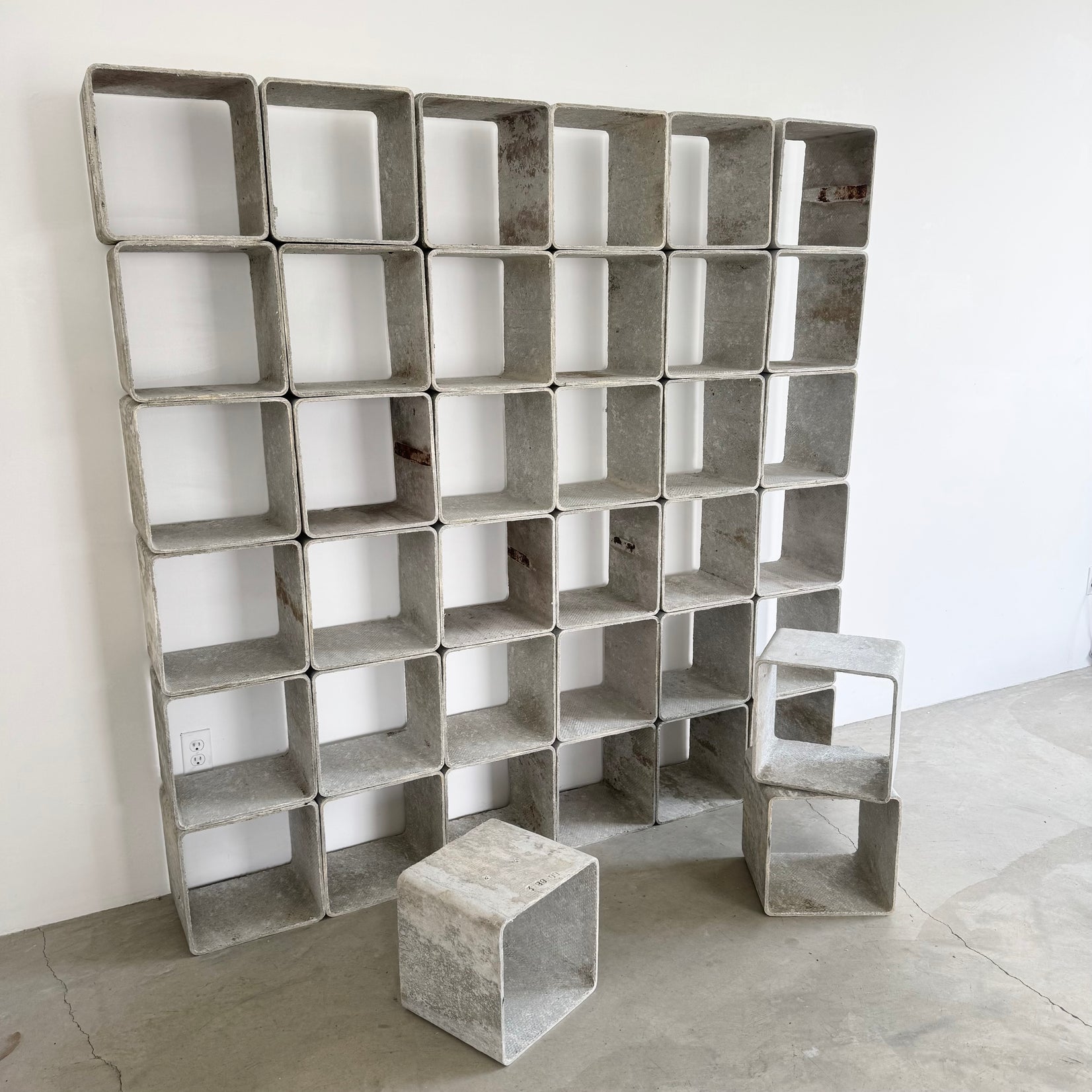 39 Piece Modular Concrete Bookcase