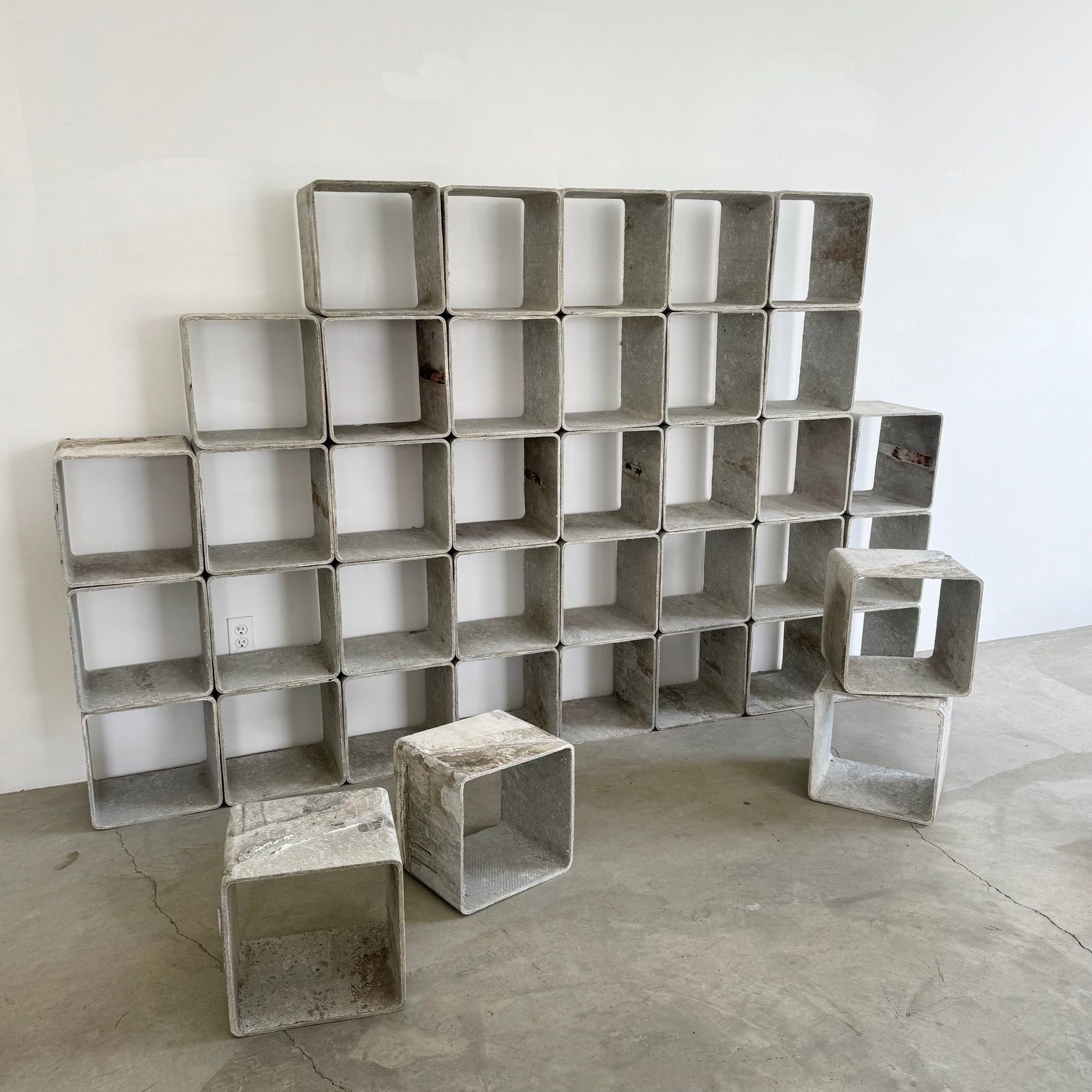 39 Piece Modular Concrete Bookcase