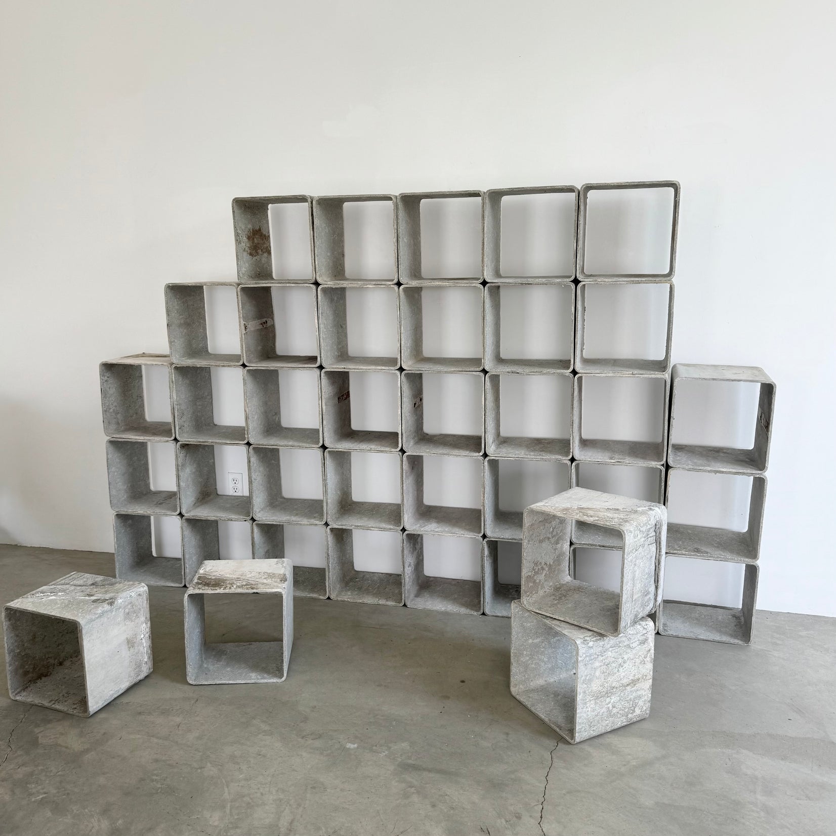 39 Piece Modular Concrete Bookcase