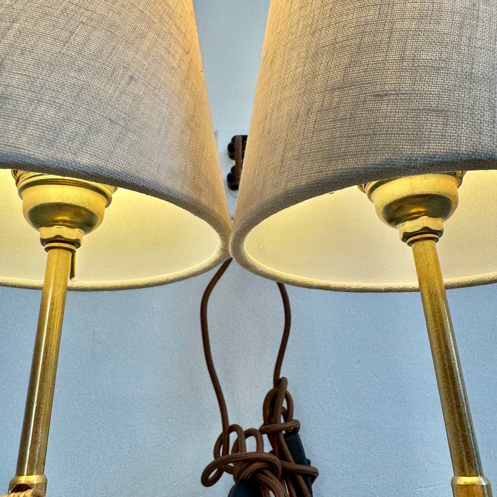 Pair of Rope and Brass Table Lamps