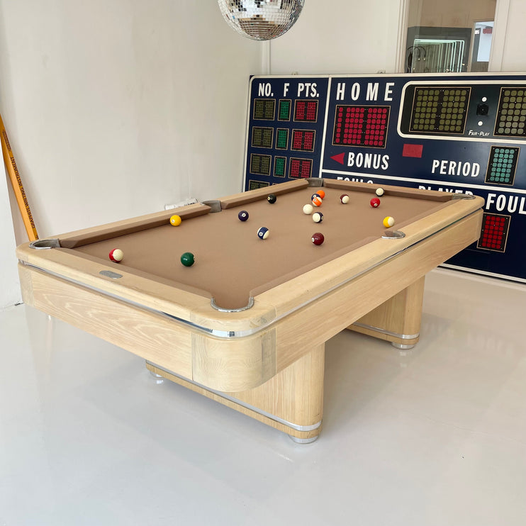 Chrome and Bleached Cherry Golden West Pool Table, 1980s USA