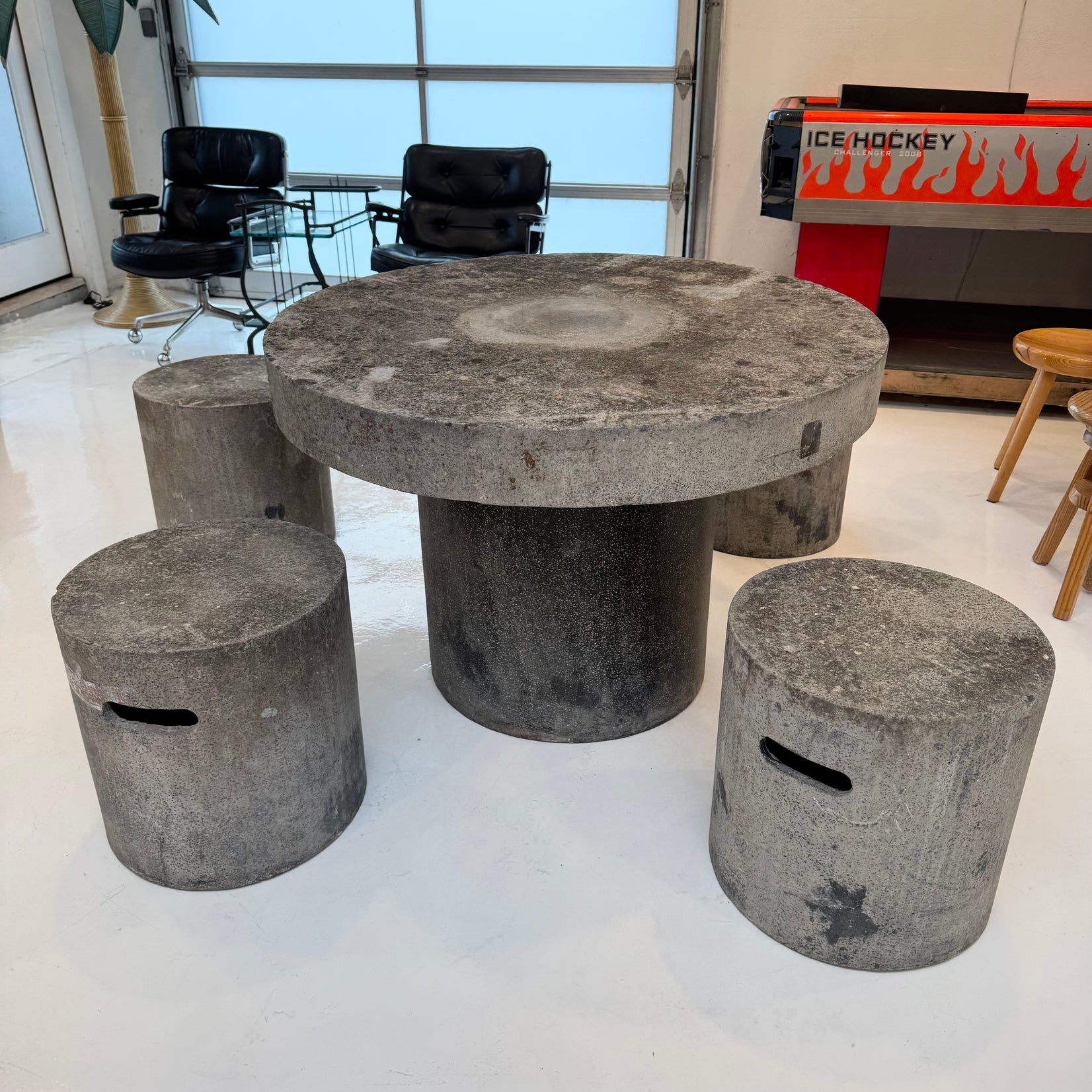 Concrete Table and Four Stools, 1950s France