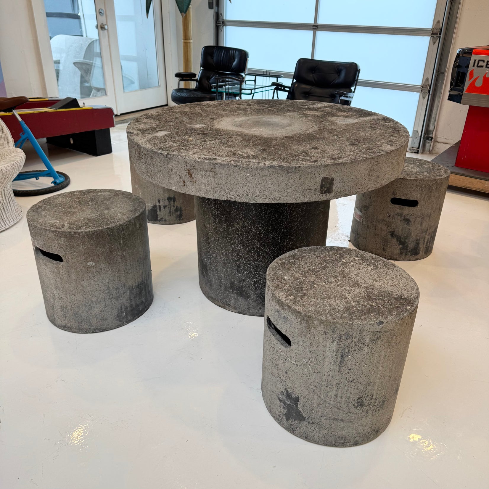 Concrete Table and Four Stools, 1950s France