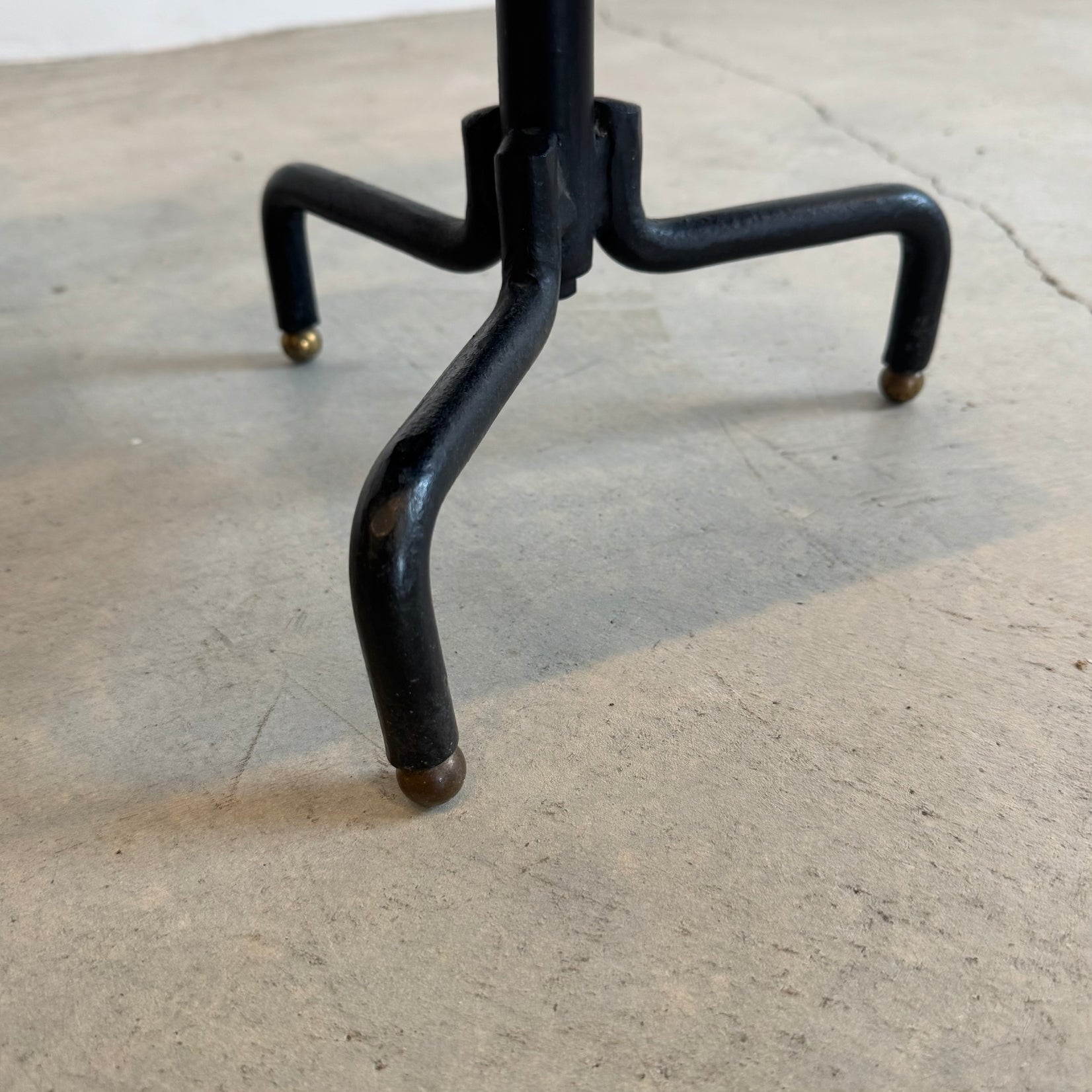 Pair of Leather and Iron Rotating Side Tables