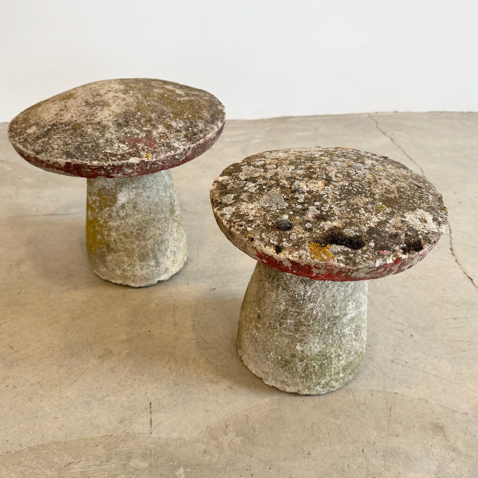 Pair of Sculptural Concrete Mushrooms, 1950's France