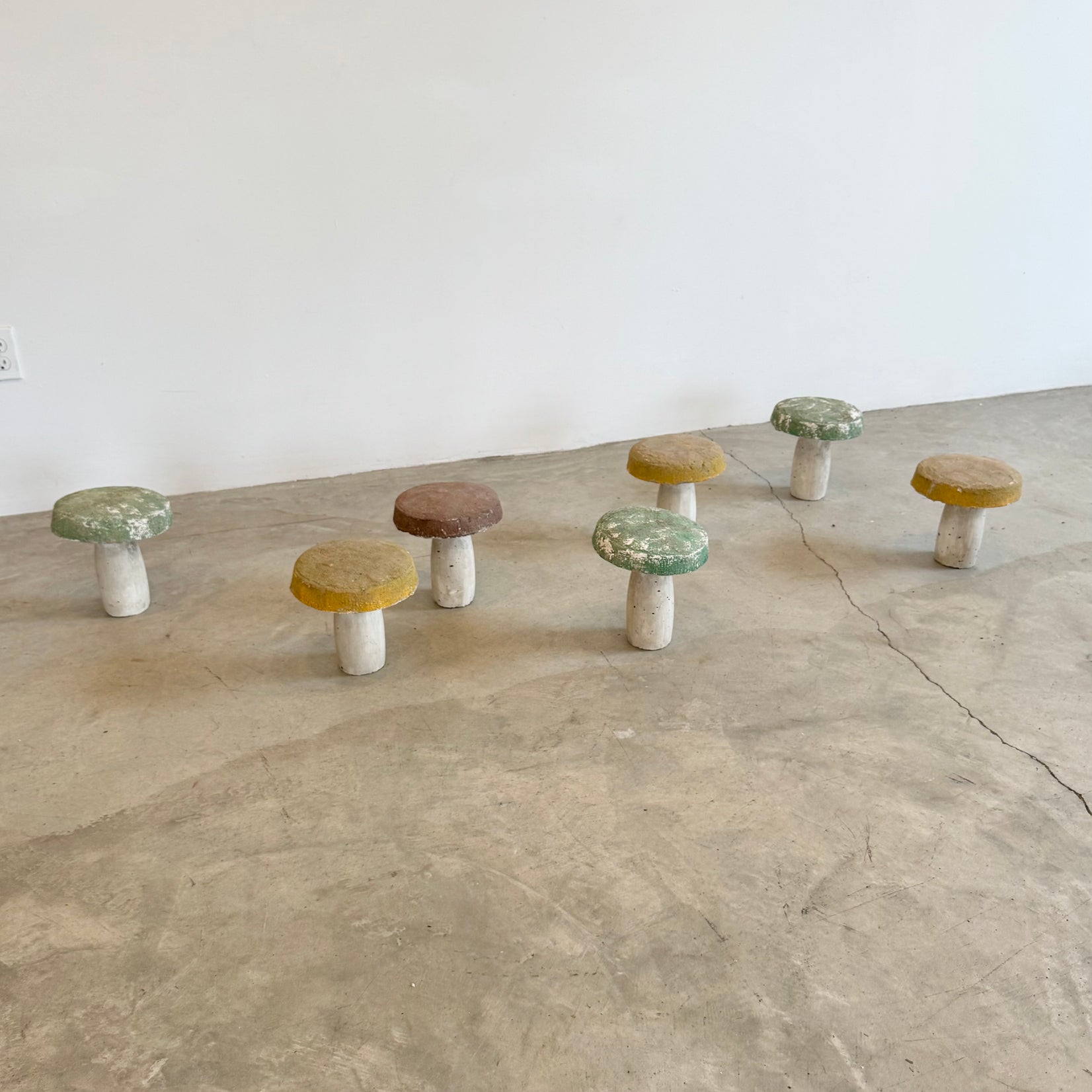 Set of 7 Concrete Mushrooms
