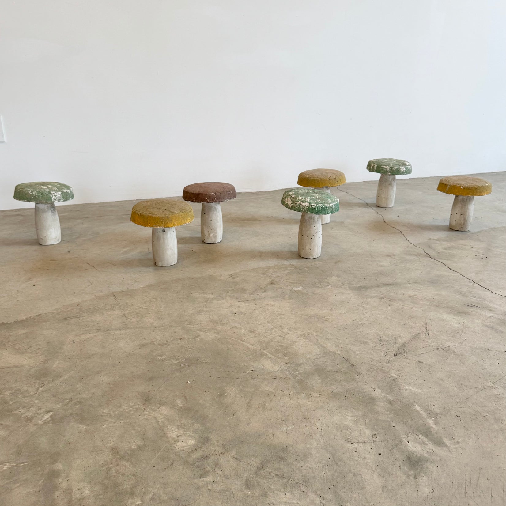 Set of 7 Concrete Mushrooms
