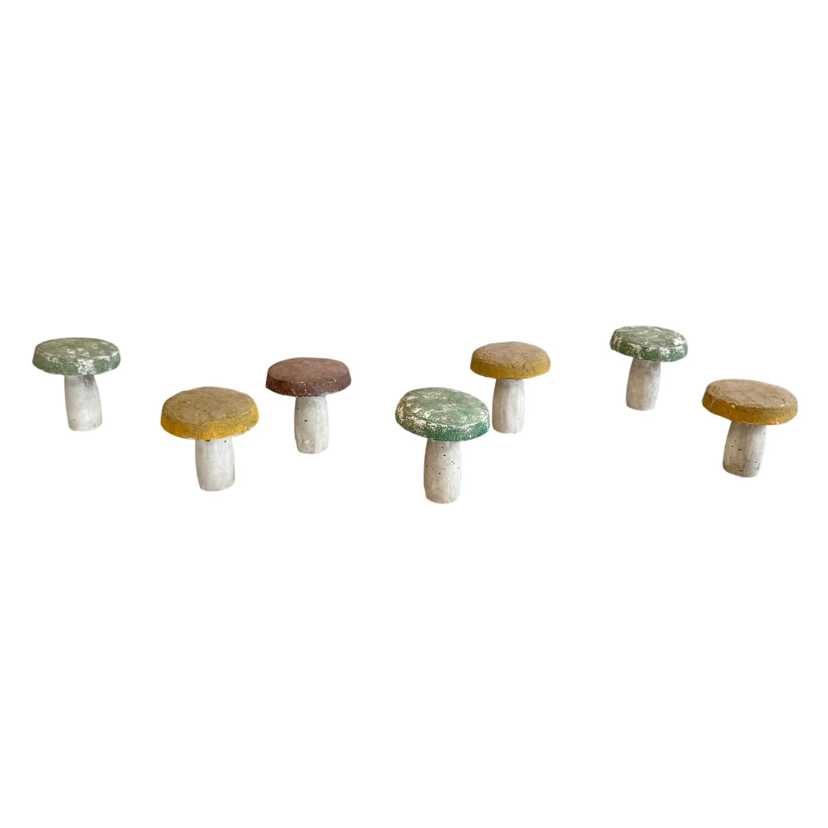 Set of 7 Concrete Mushrooms