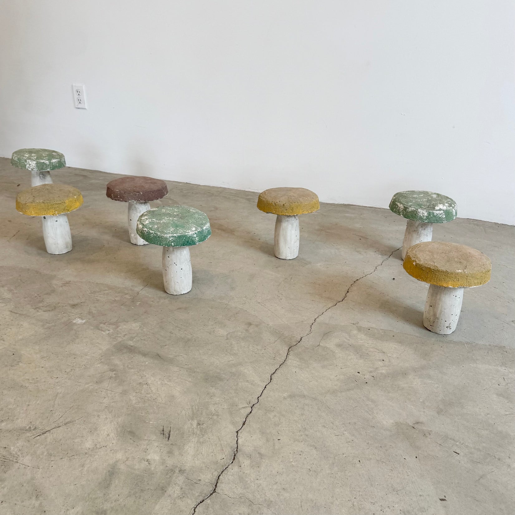 Set of 7 Concrete Mushrooms