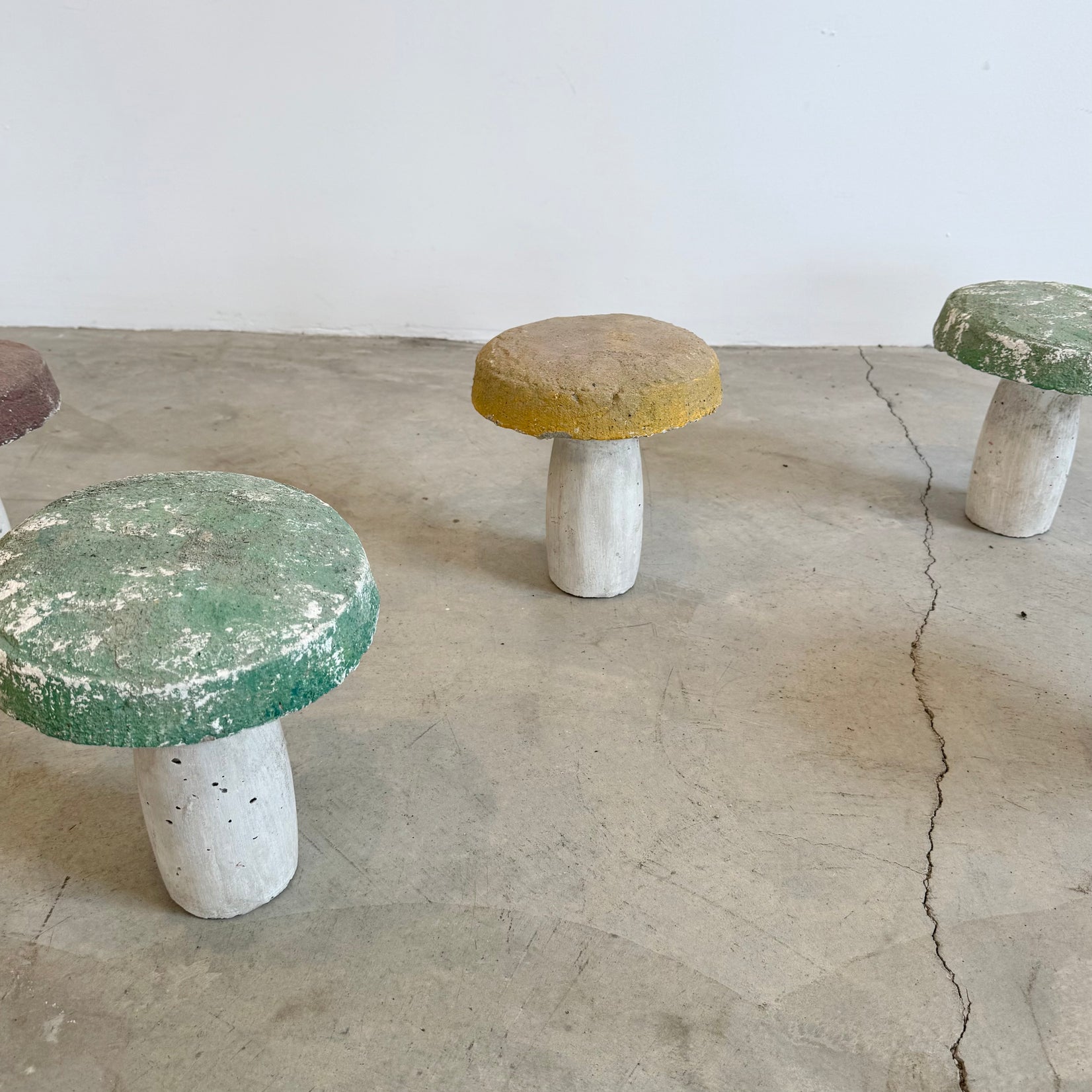 Set of 7 Concrete Mushrooms