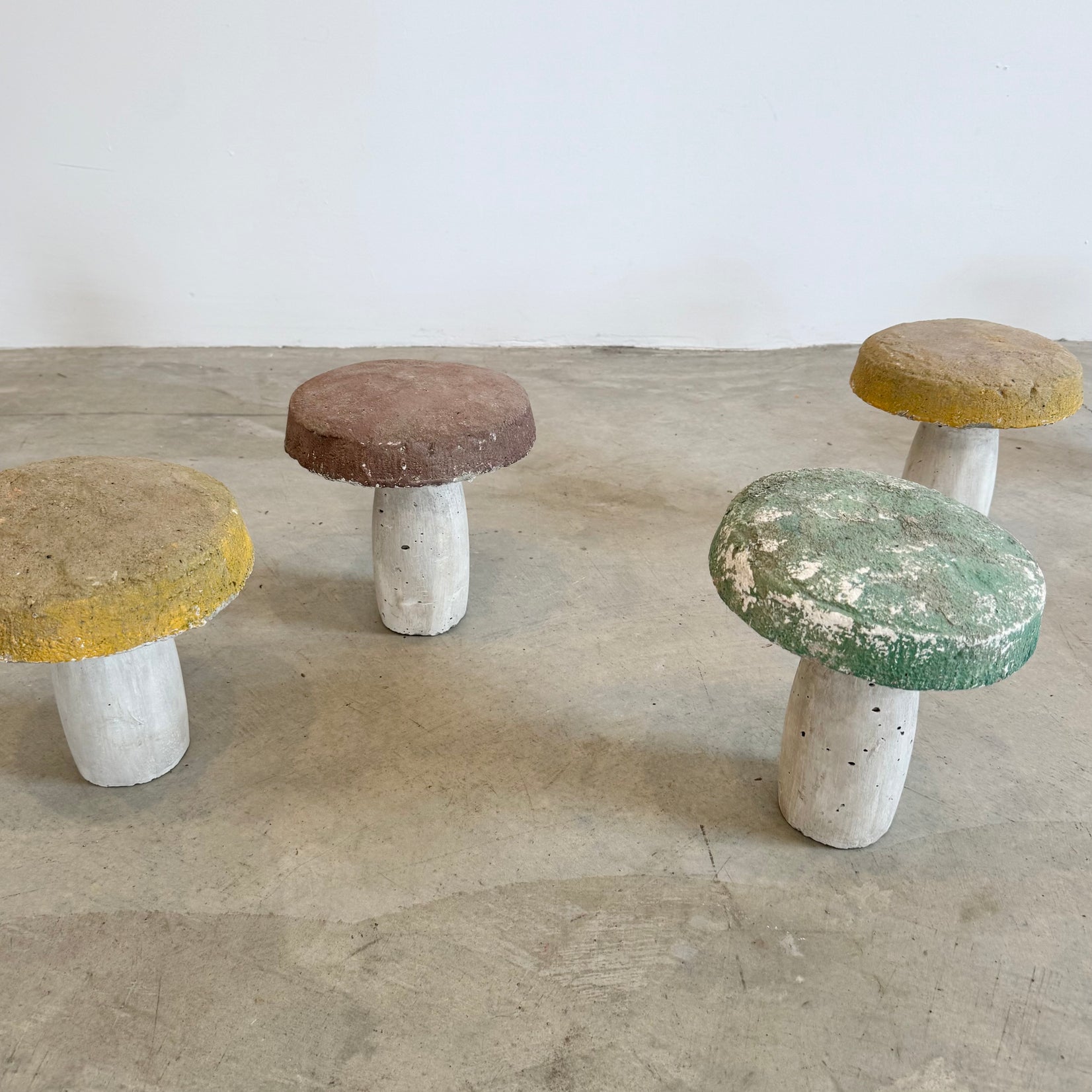 Set of 7 Concrete Mushrooms