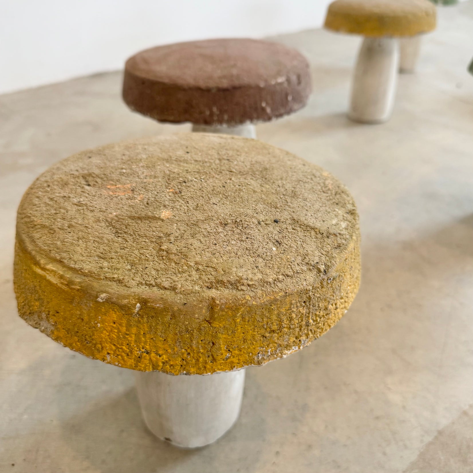 Set of 7 Concrete Mushrooms