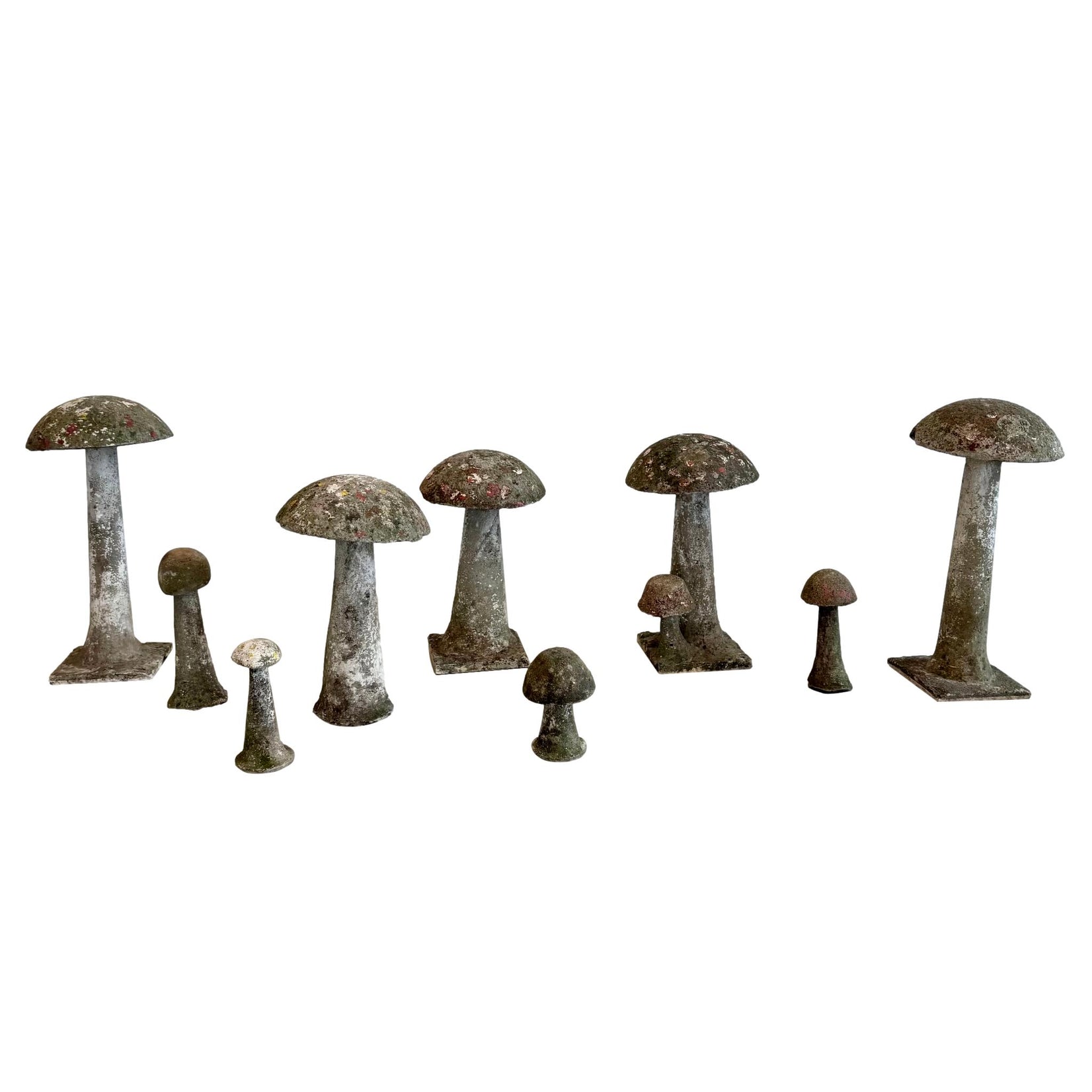 Set of 10 Concrete Mushrooms