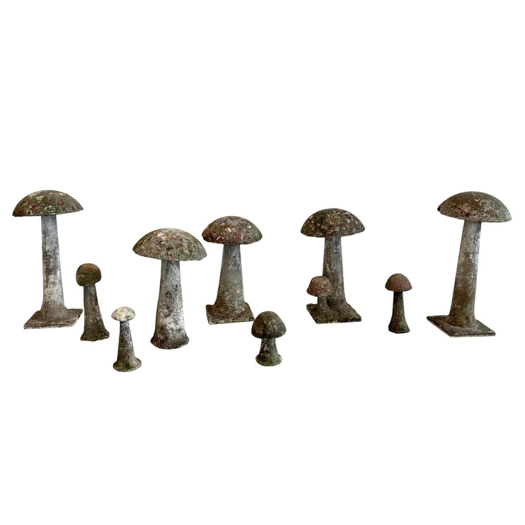 Set of 10 Concrete Mushrooms