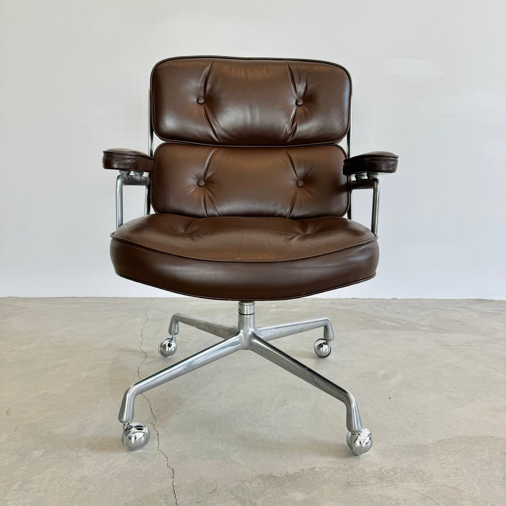 Eames Time Life Chair in Chocolate Leather for Herman Miller