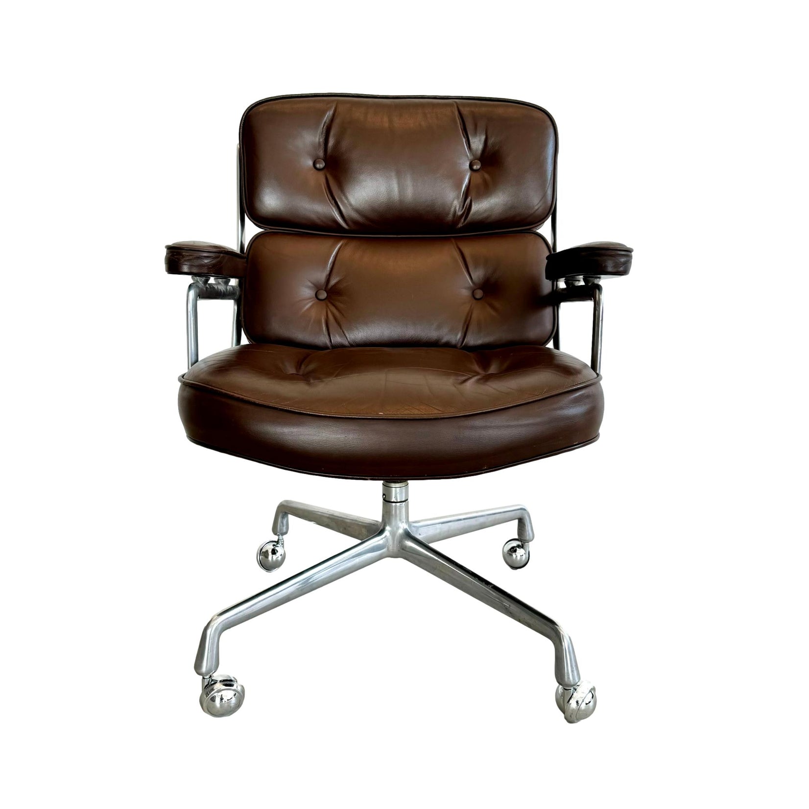 Eames Time Life Chair in Chocolate Leather for Herman Miller