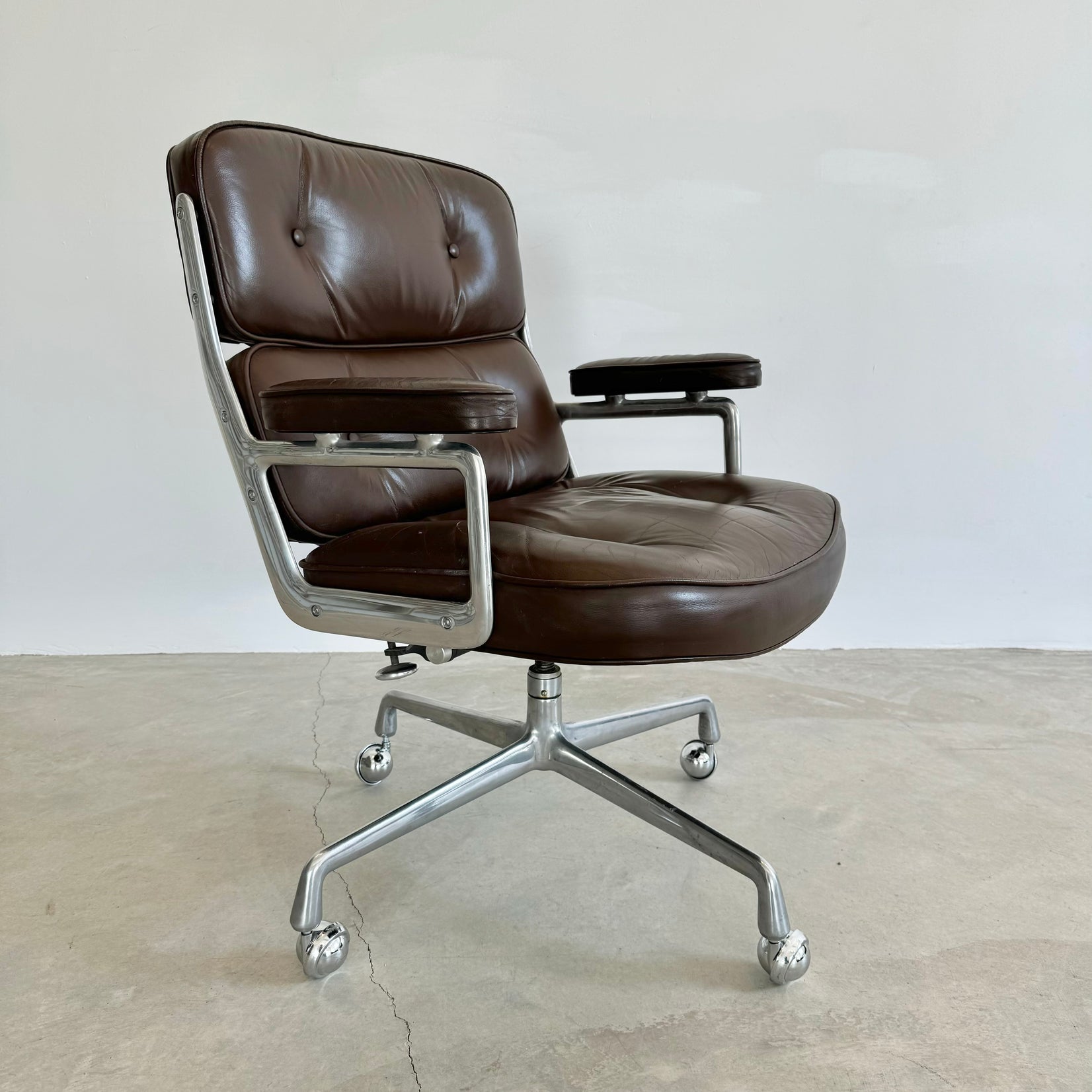 Eames Time Life Chair in Chocolate Leather for Herman Miller