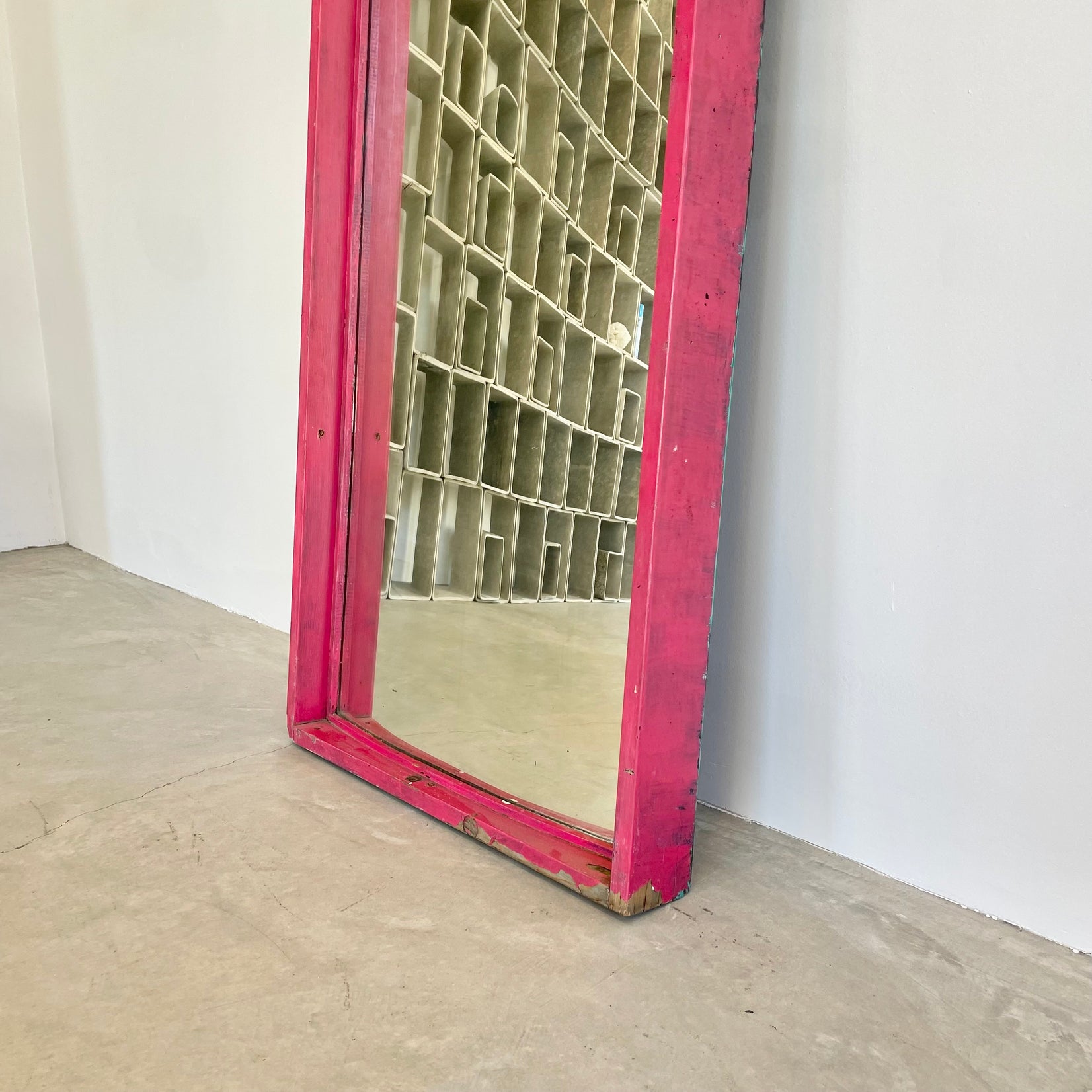 Vintage Glass and Wood Carnival Mirror