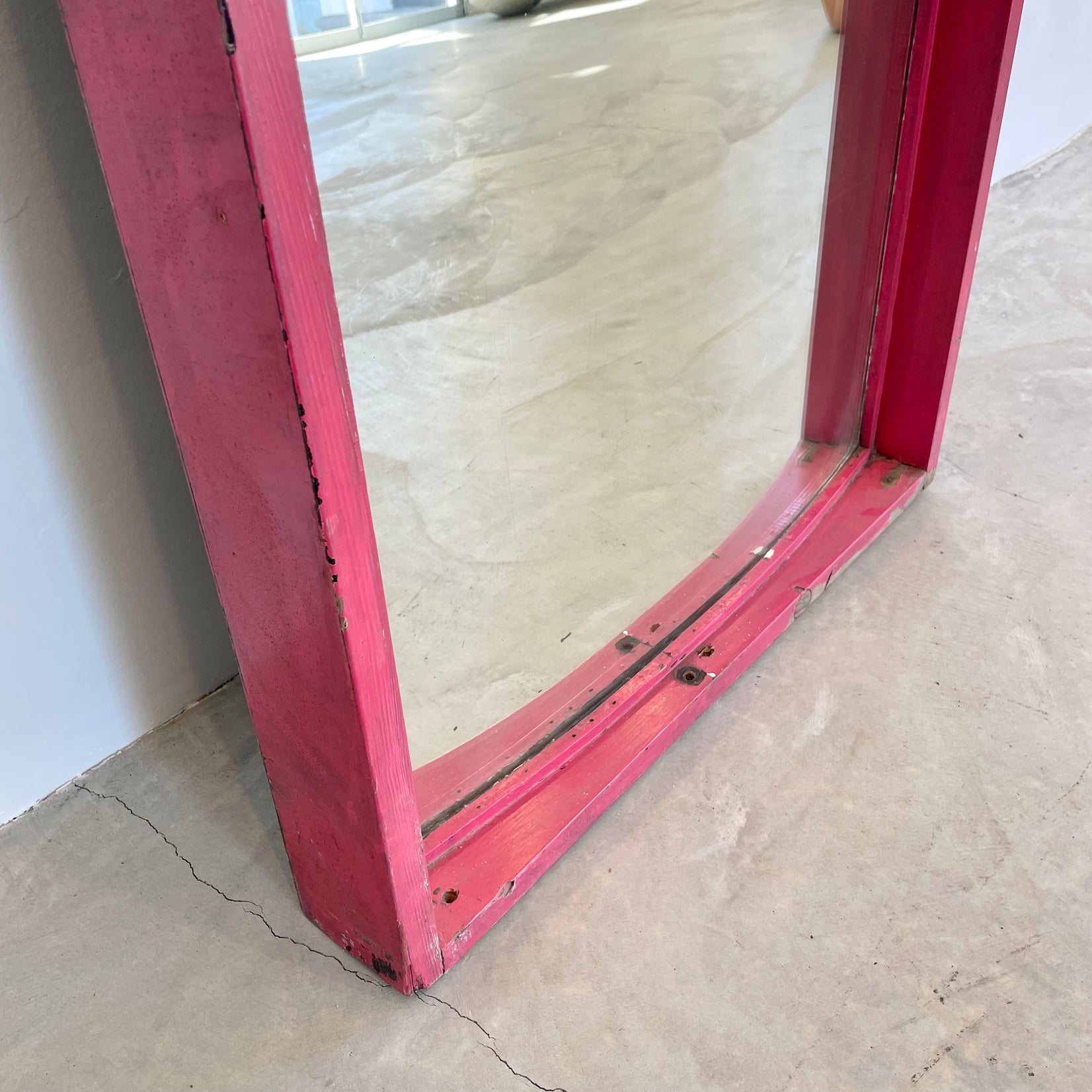 Vintage Glass and Wood Carnival Mirror