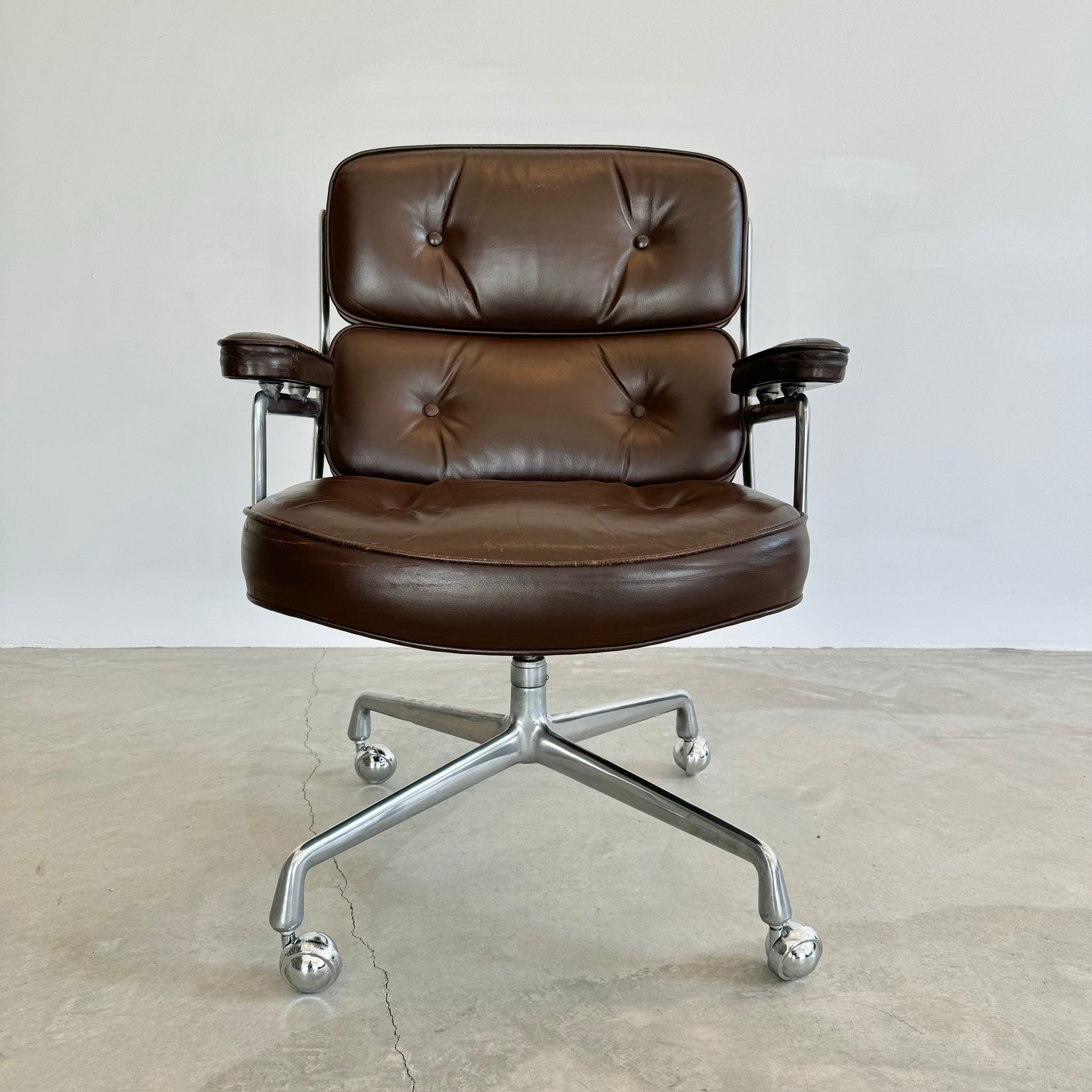 Eames Time Life Chair in Chocolate Leather for Herman Miller