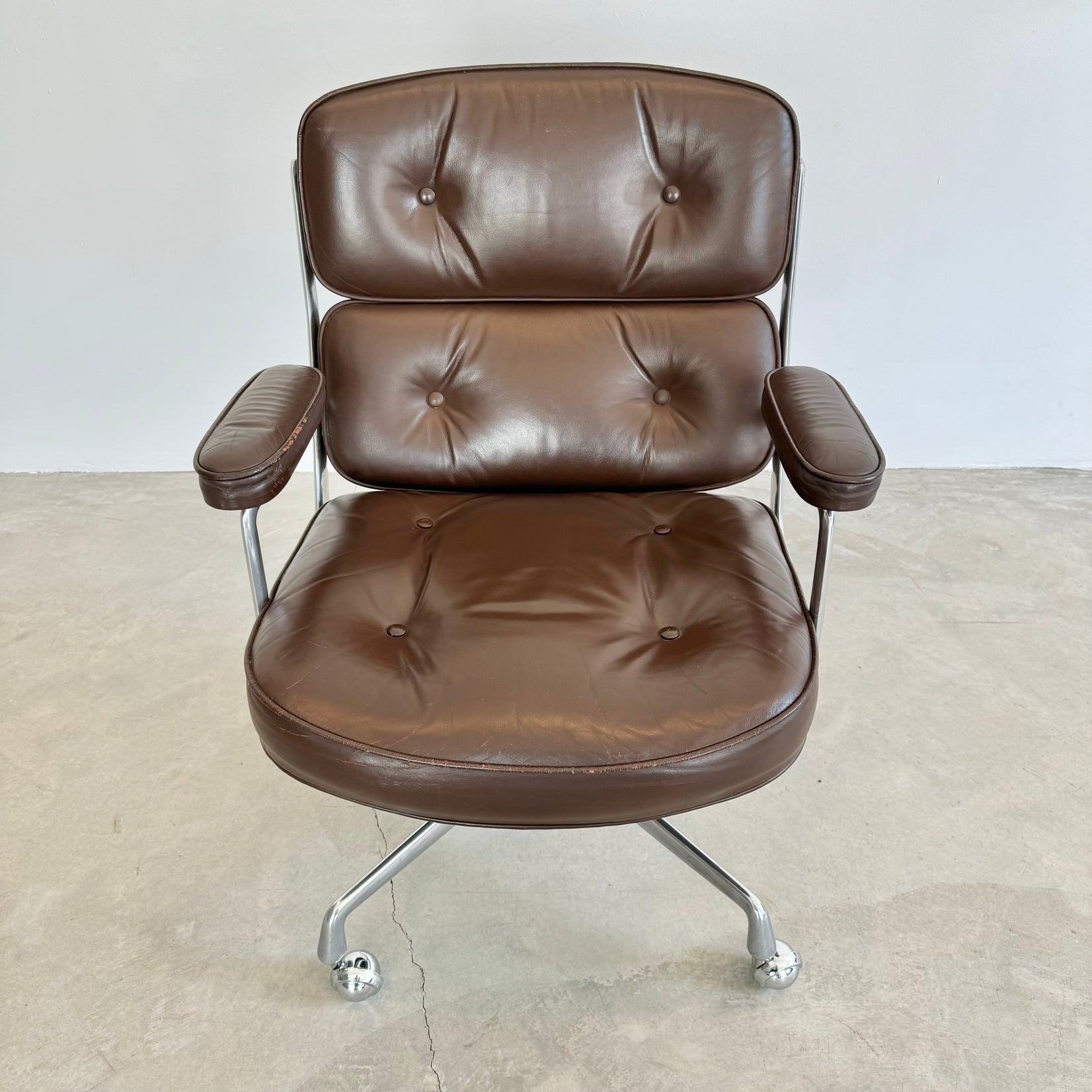 Eames Time Life Chair in Chocolate Leather for Herman Miller