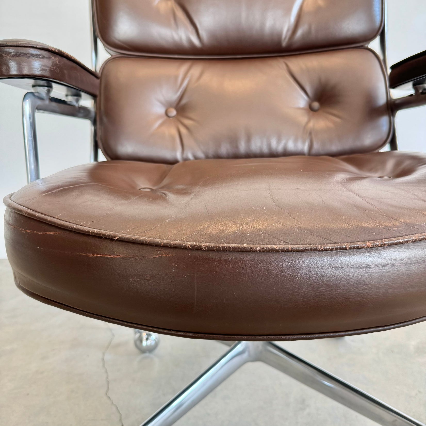 Eames Time Life Chair in Chocolate Leather for Herman Miller