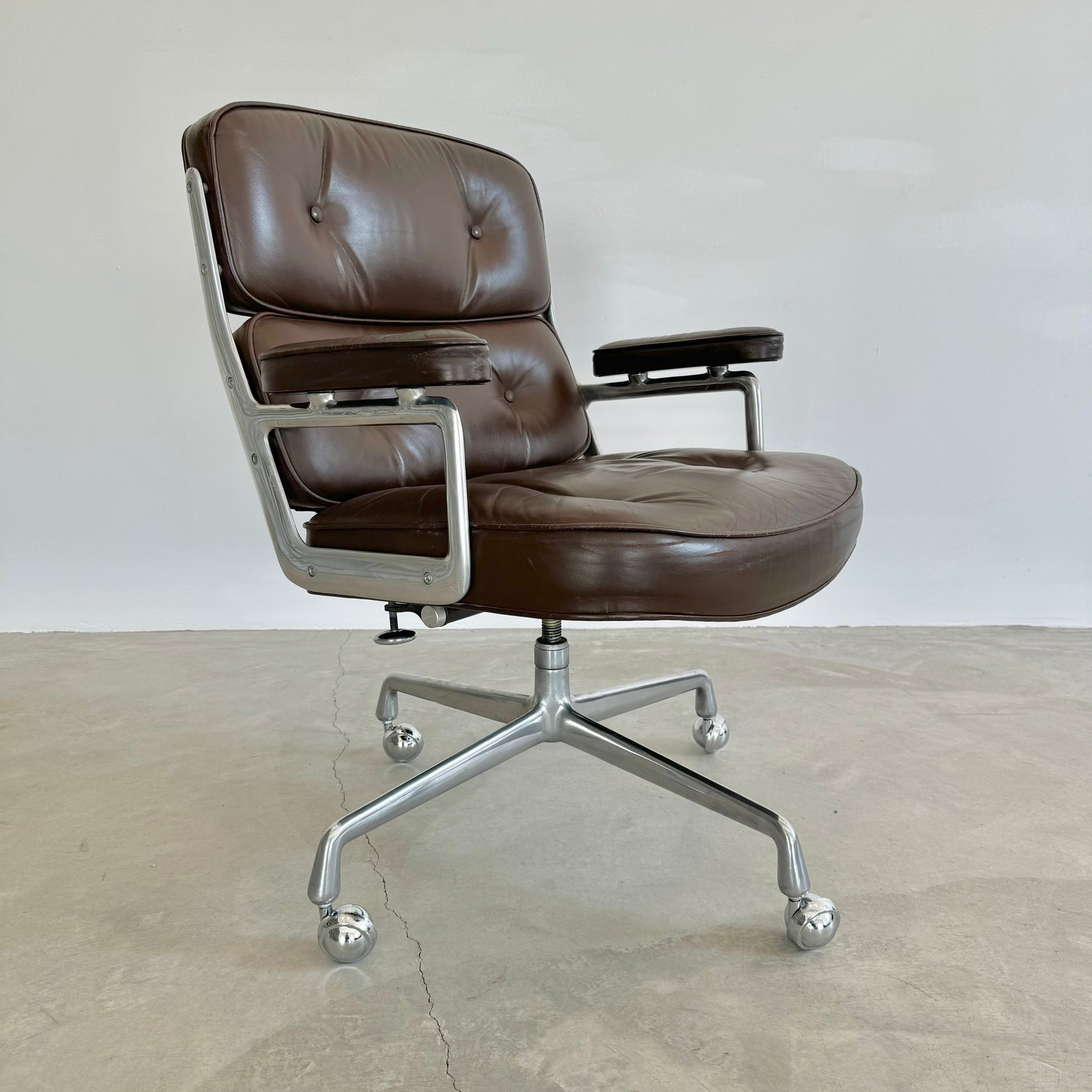 Eames Time Life Chair in Chocolate Leather for Herman Miller