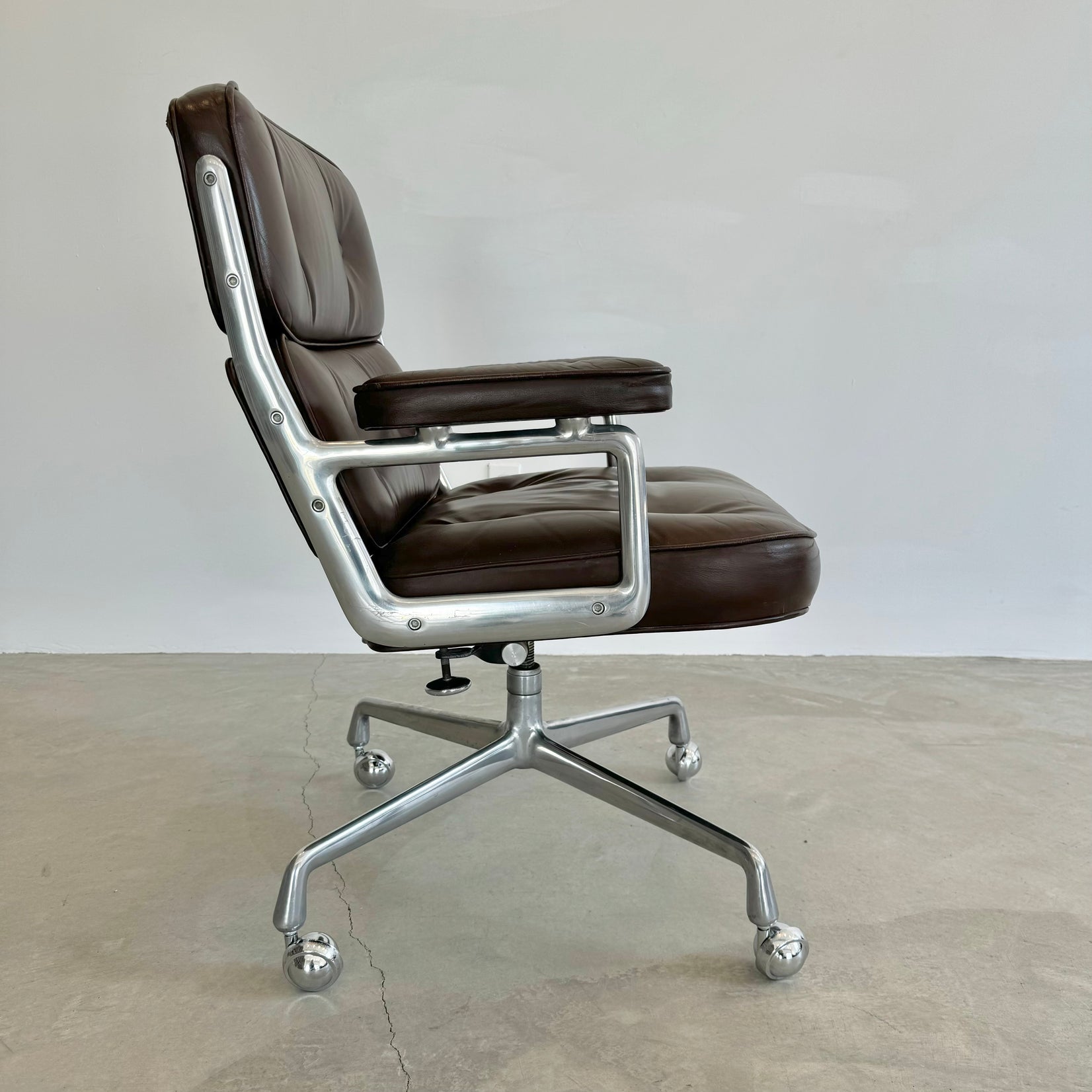 Eames Time Life Chair in Chocolate Leather for Herman Miller