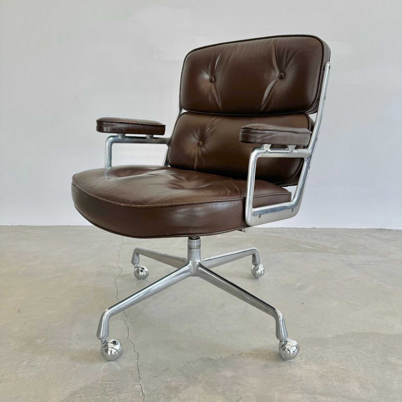 Eames Time Life Chair in Chocolate Leather for Herman Miller