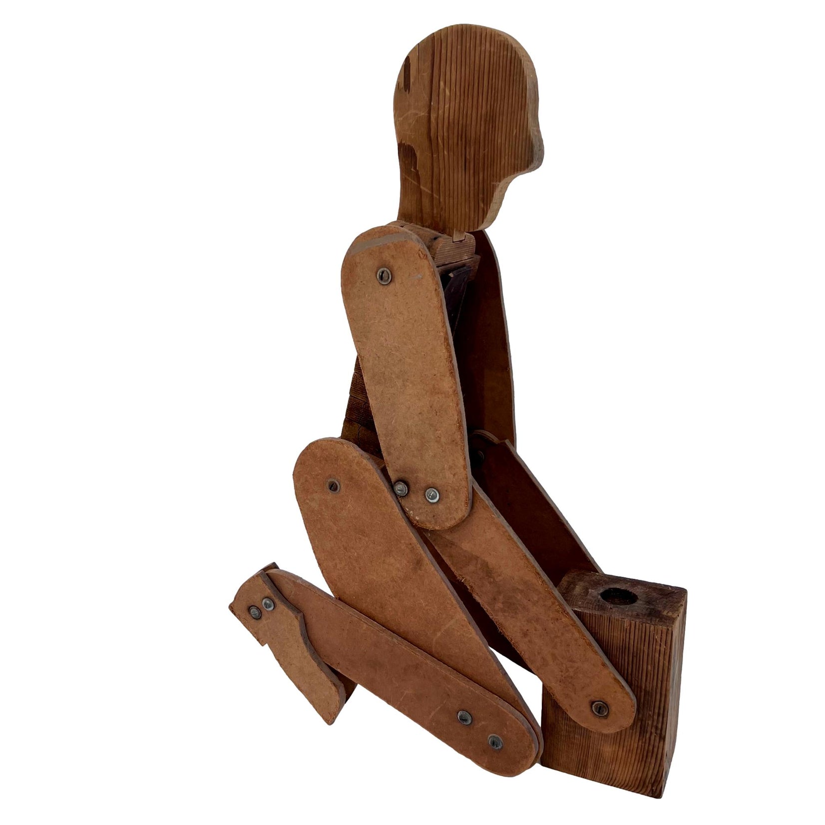 Handmade Folk Art Articulated Wooden Figure, 1950s USA