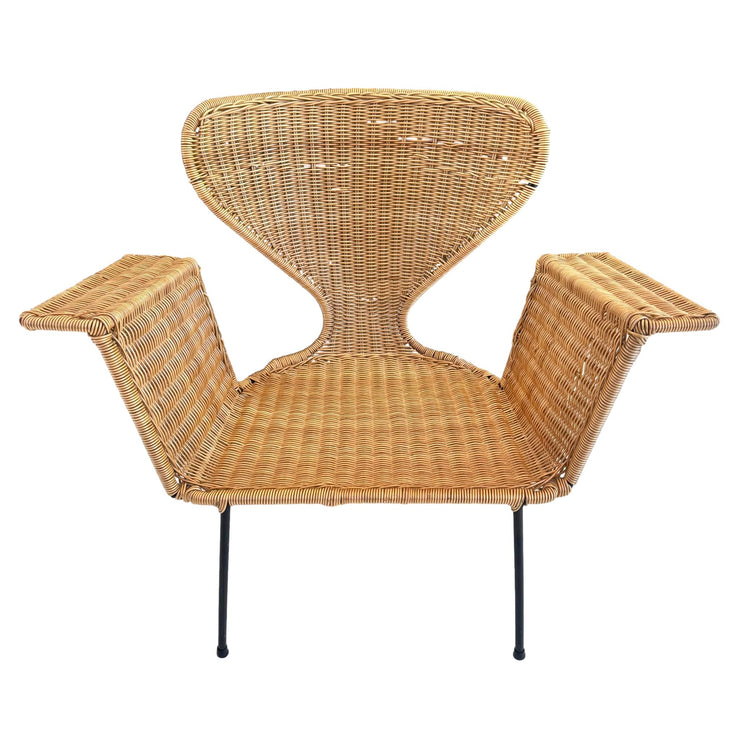Sculptural Wicker and Iron Armchair, 1970s USA