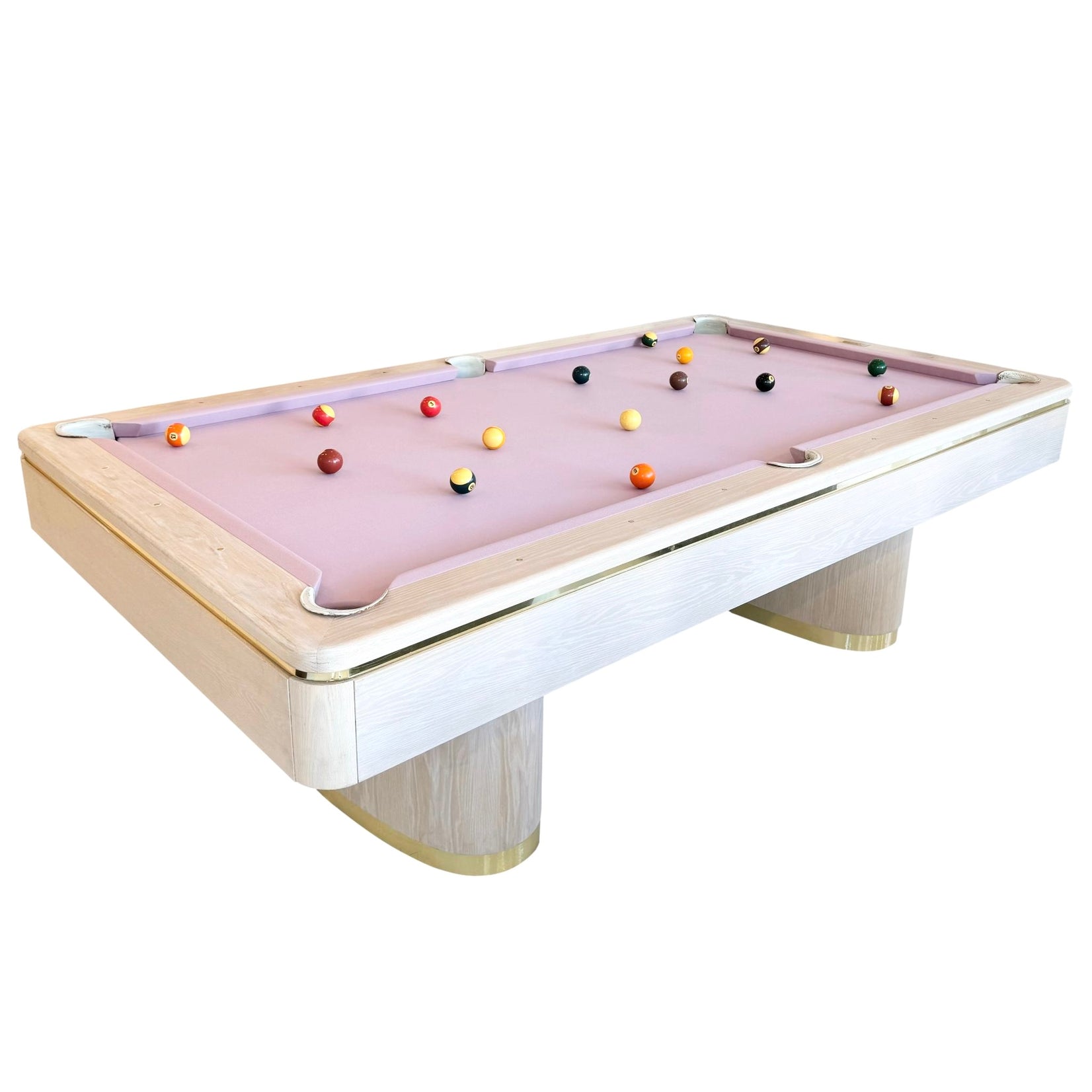 Oak and Brass Olhausen Pool Table, 1980s USA