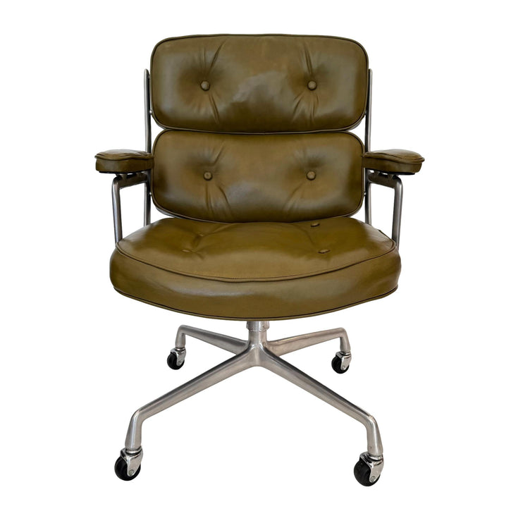 Time Life Chair in Olive Leather for Herman Miller
