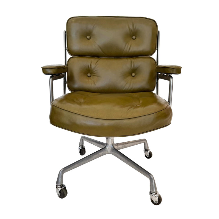 Time Life Chair in Olive Leather for Herman Miller