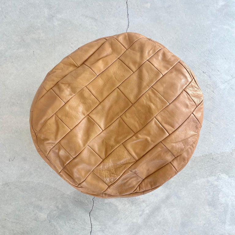 De Sede Light Tan Leather Patchwork Ottoman, 1970s Switzerland