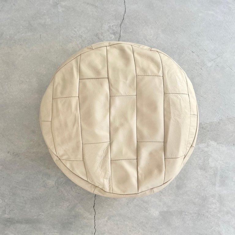 De Sede Cream Leather Patchwork Ottoman, 1970s Switzerland